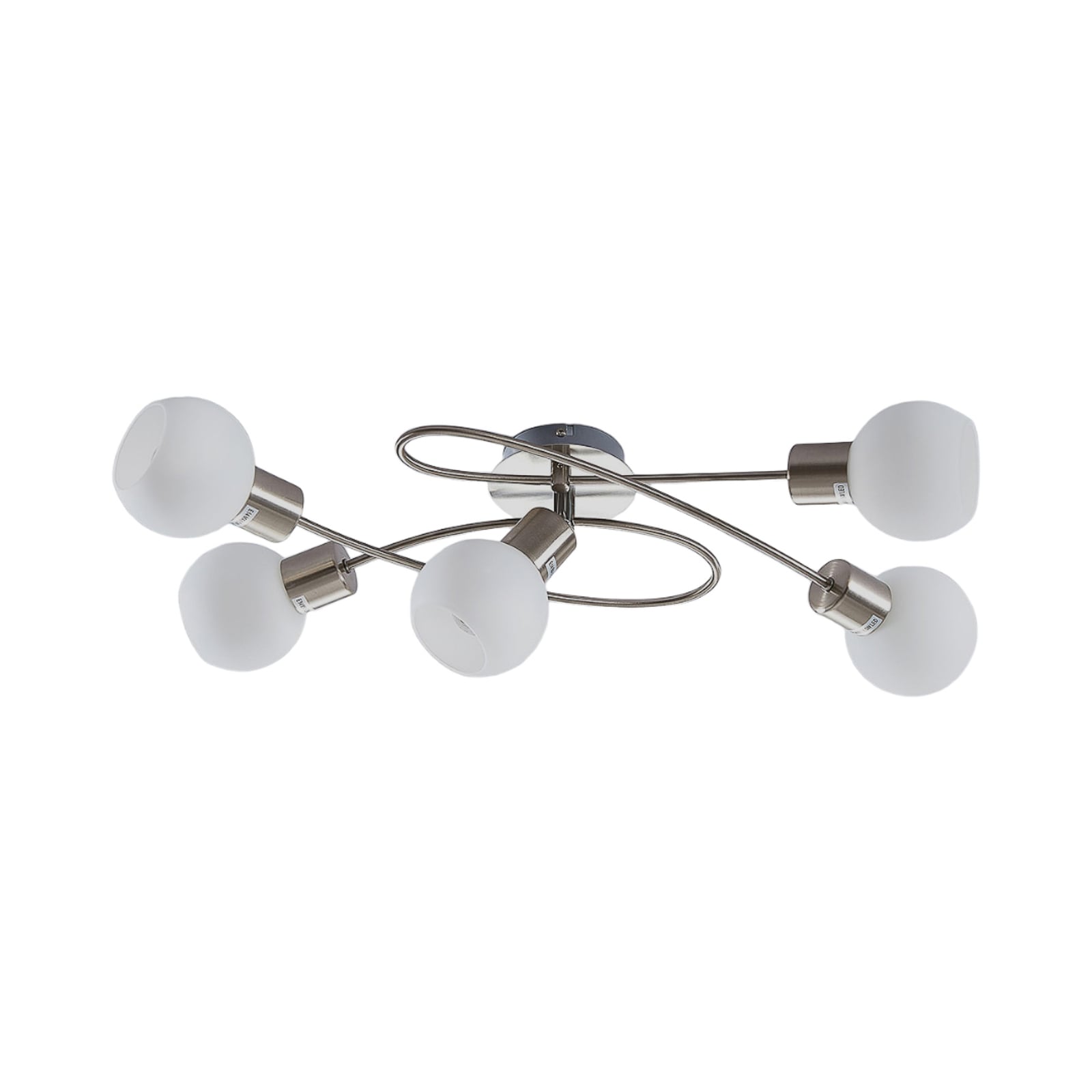 Lindby Deckenleuchte Deckenlampe Elaina Opalglas Nickel Glas Lichtspender E14 - 6291106553390