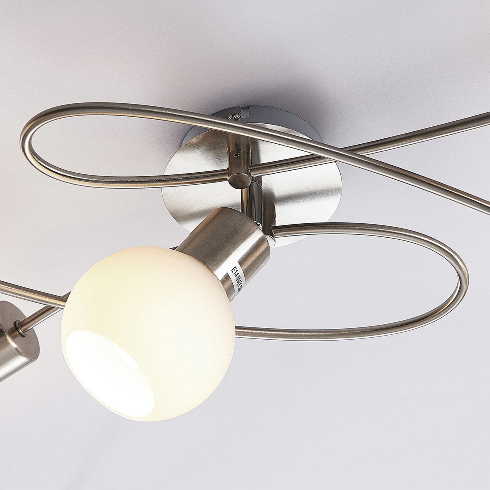 Lindby Deckenleuchte Deckenlampe Elaina Opalglas Nickel Glas Lichtspender E14 - 6291106553390