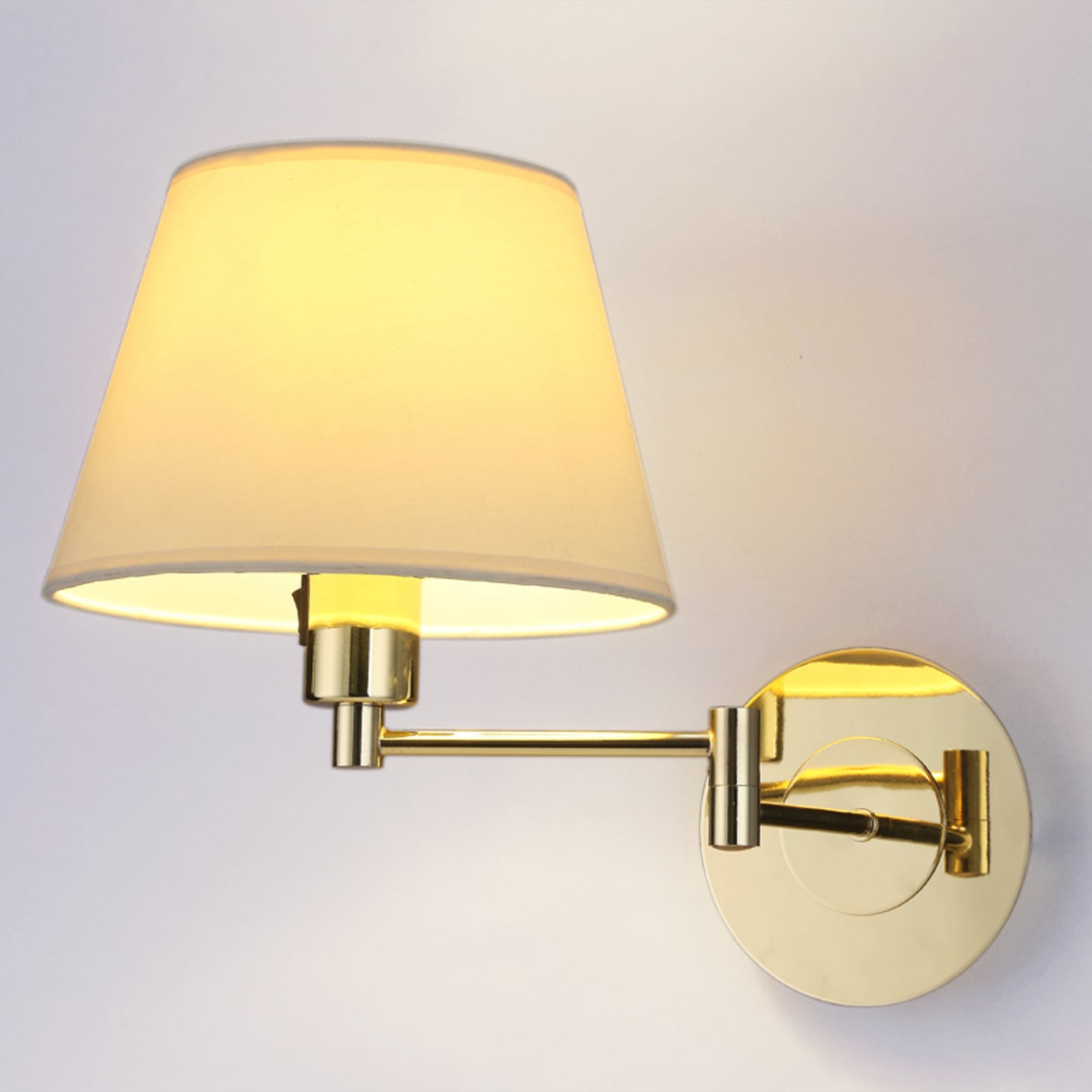 Lindby Wandleuchte Pola LED Wandlampe Textil messing creme 30cm ausziehbar 40cm - 4251096503166