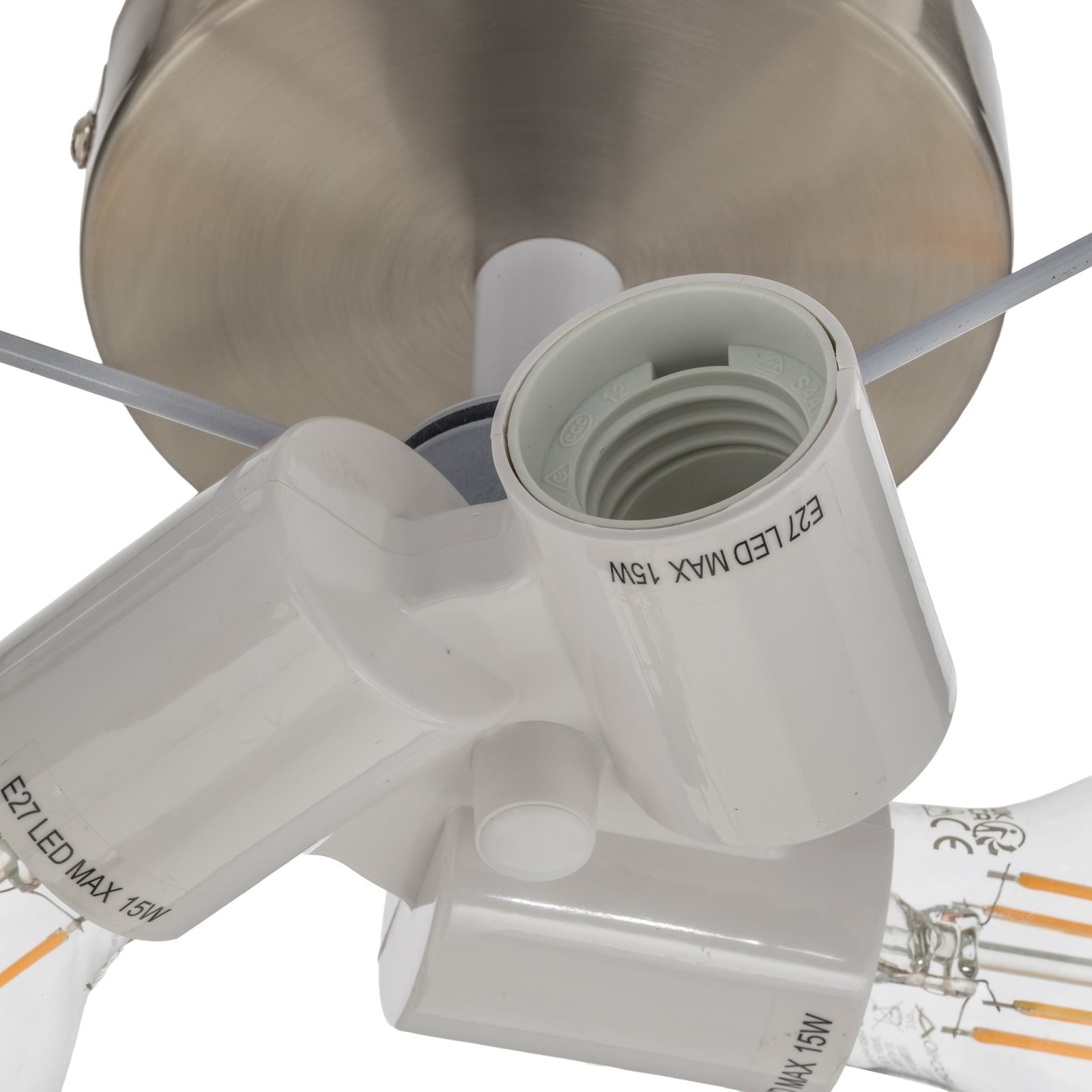 Lindby Deckenleuchte Lampe Sebatin LED Leuchte dimmbar weiß Ø40cm Stoff nickel - 4251096503111