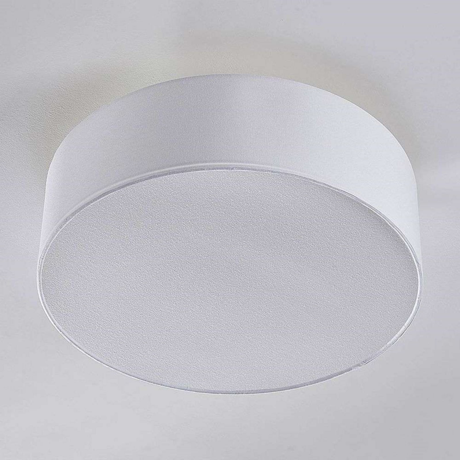 Lindby Deckenleuchte Lampe Sebatin LED Leuchte dimmbar weiß Ø40cm Stoff nickel - 4251096503111