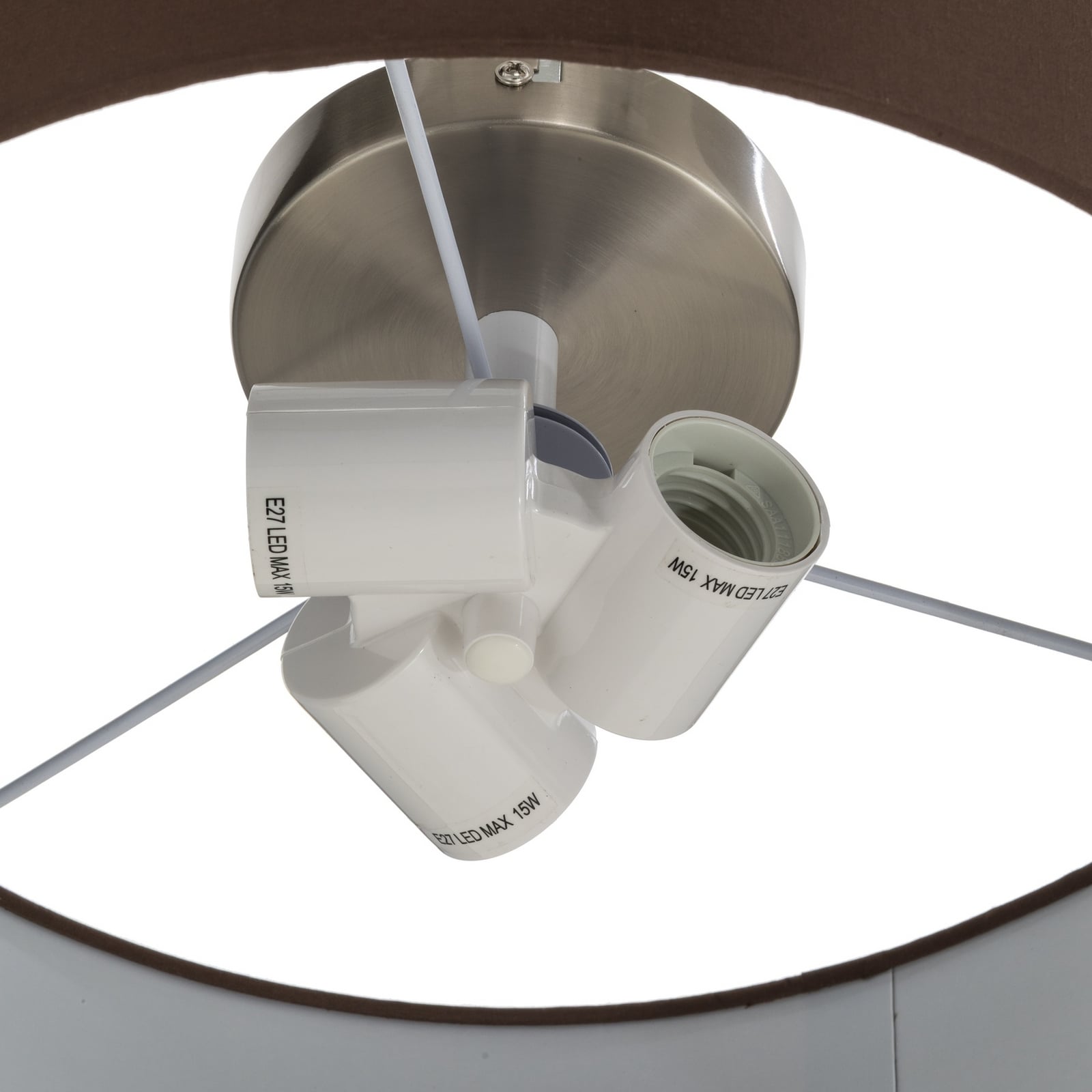 Lindby Deckenlampe Sebatin LED Leuchte dimmbar Stoffschirm braun Ø40cm 3-flg - 4251096503135
