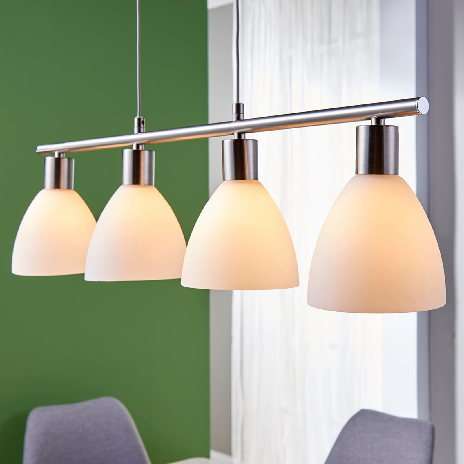 Lindby Hängelampe Hängeleuchte Simeon LED Pendelleuchte dimmbar nickel 73cm - 4251096505863