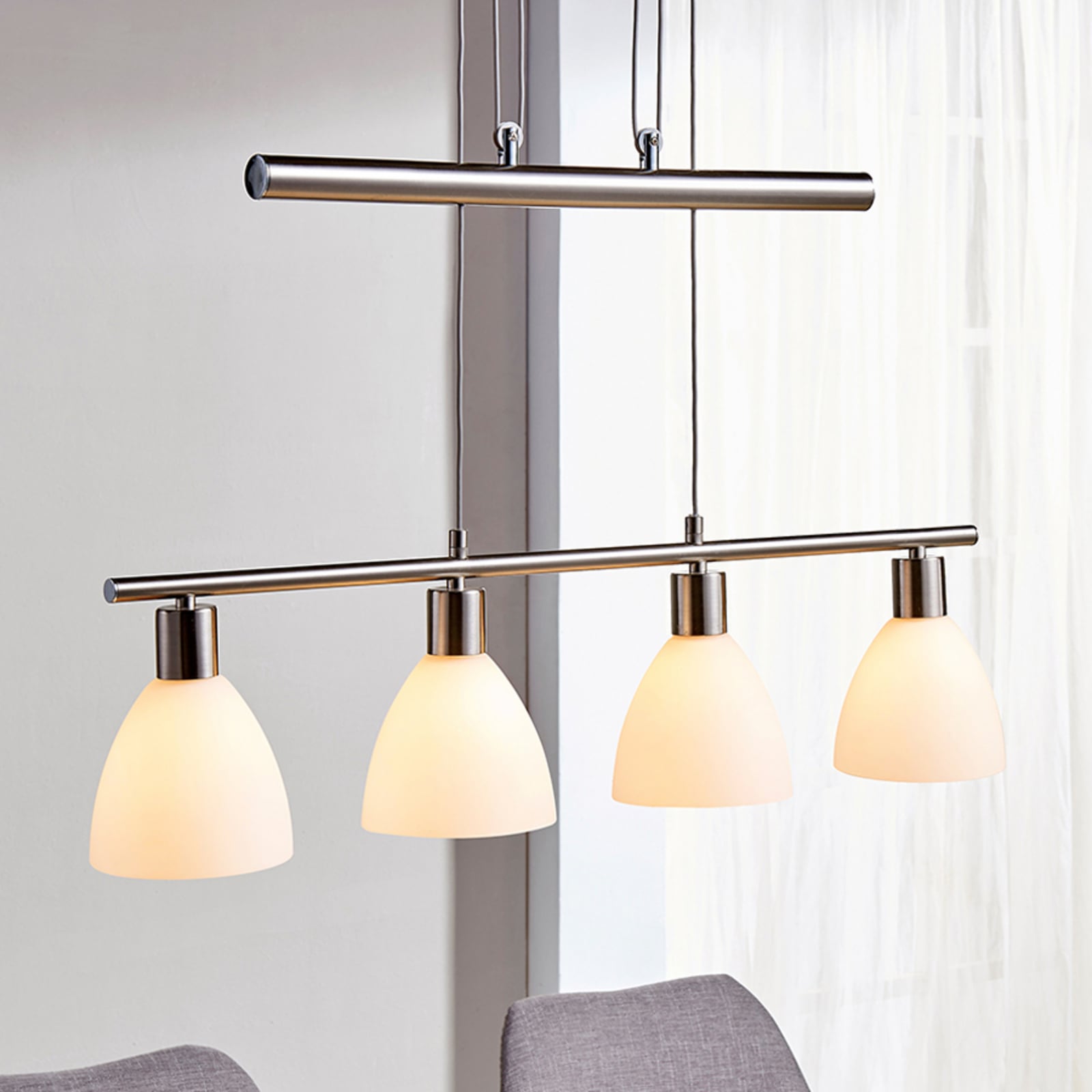 Lindby Hängelampe Hängeleuchte Simeon LED Pendelleuchte dimmbar nickel 73cm - 4251096505863