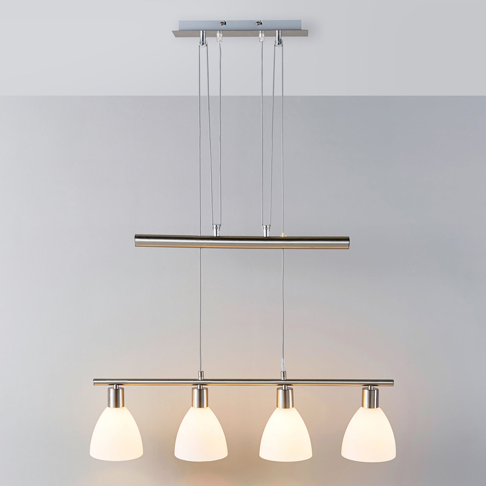 Lindby Hängelampe Hängeleuchte Simeon LED Pendelleuchte dimmbar nickel 73cm - 4251096505863