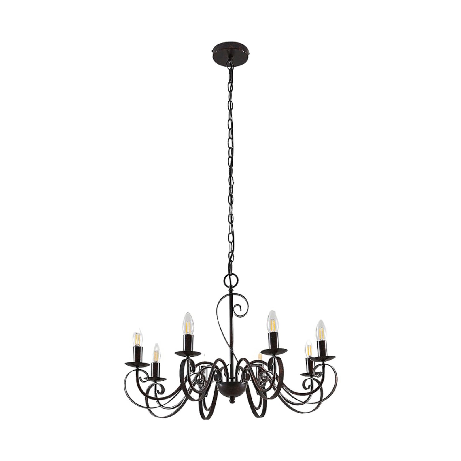 Lucande Kronleuchter Caleb 8-flg. LED Hängelampe dimmbar rostfarben Metall - 4251096509878