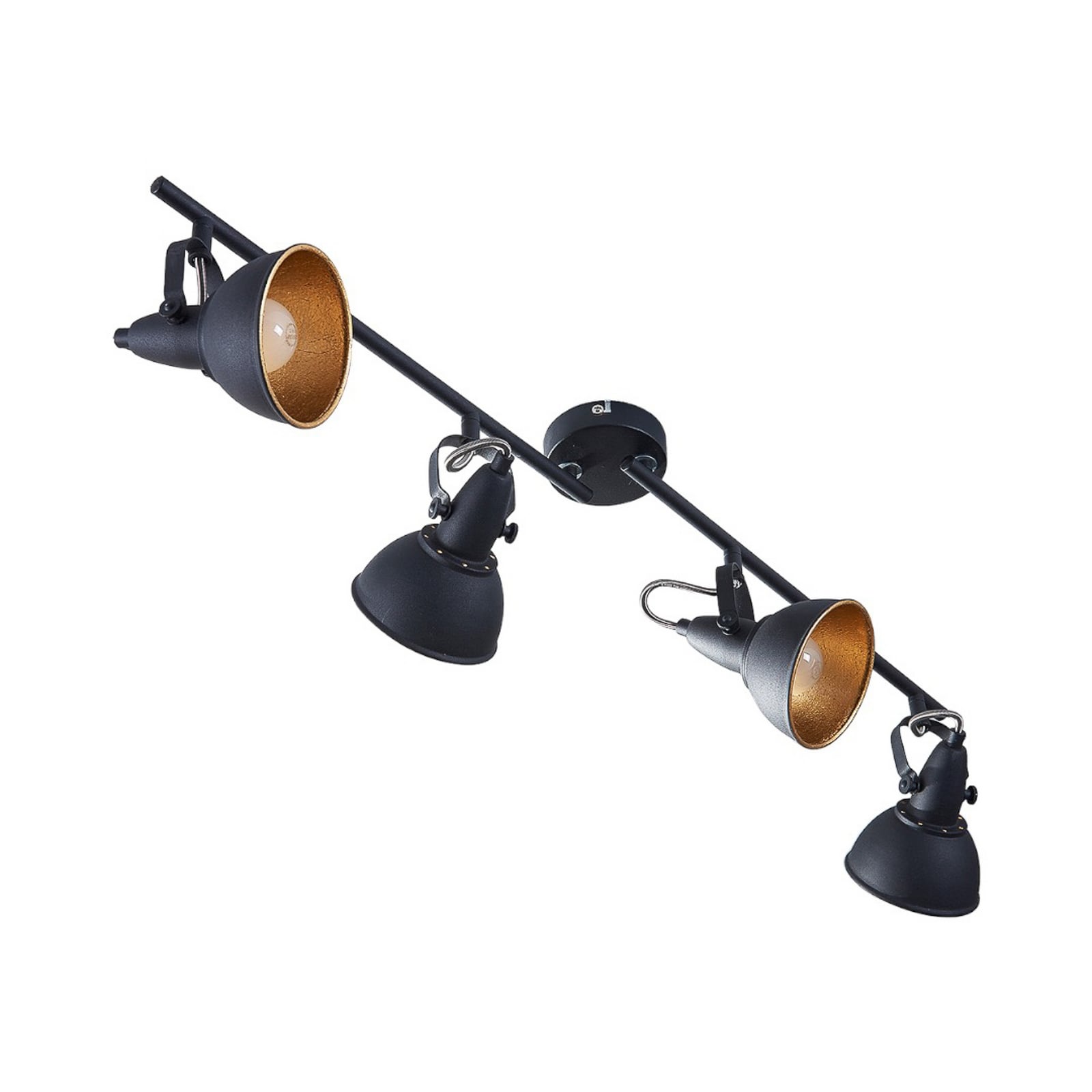 Lindby Deckenleuchte Deckenlampe Julin LED dimmbar 4-flammig schwarz-gold 85cm - 4251096519440