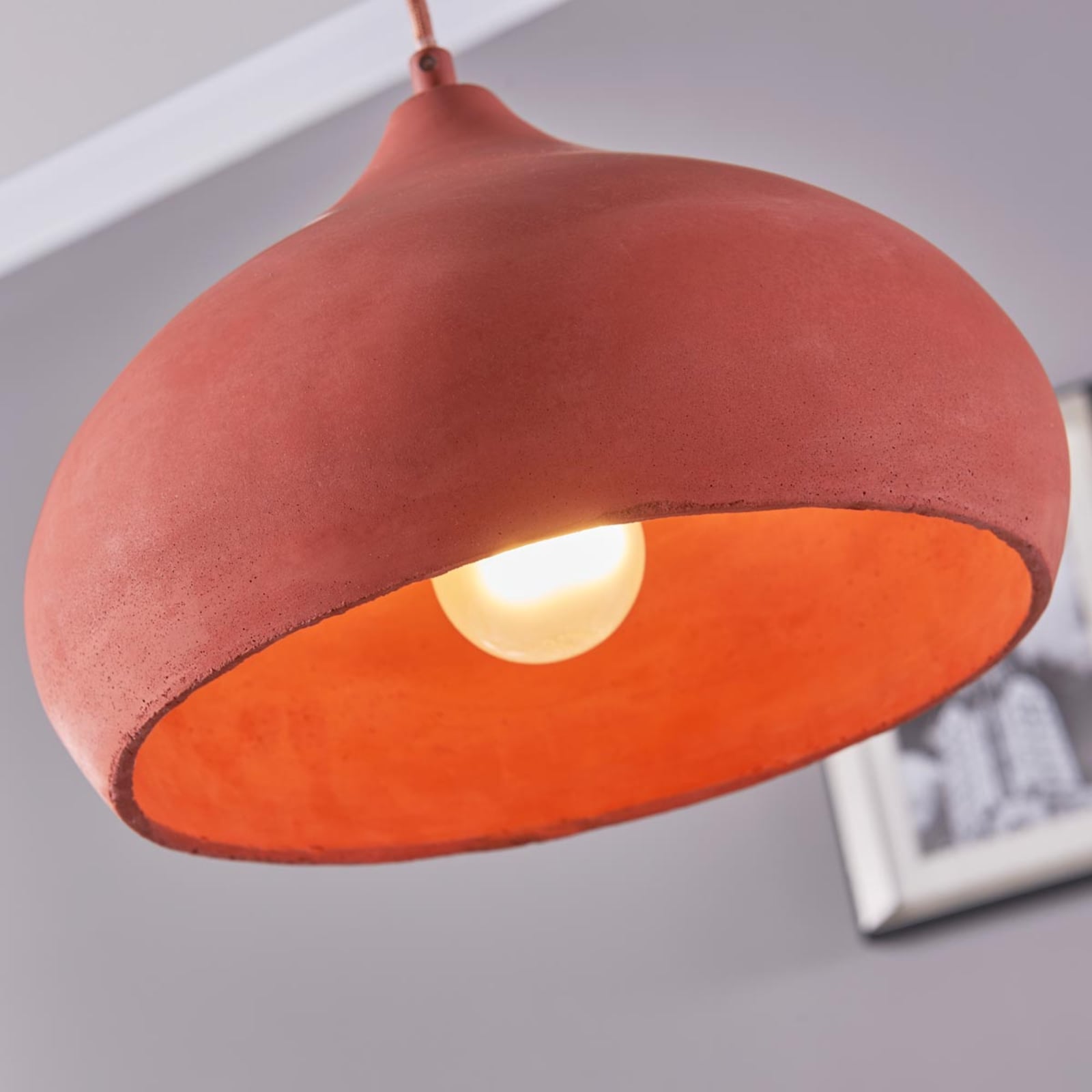 Lindby Pendelleuchte Fiona Hängeleuchte LED E27 terracottafarben Leuchte - 4251096519518