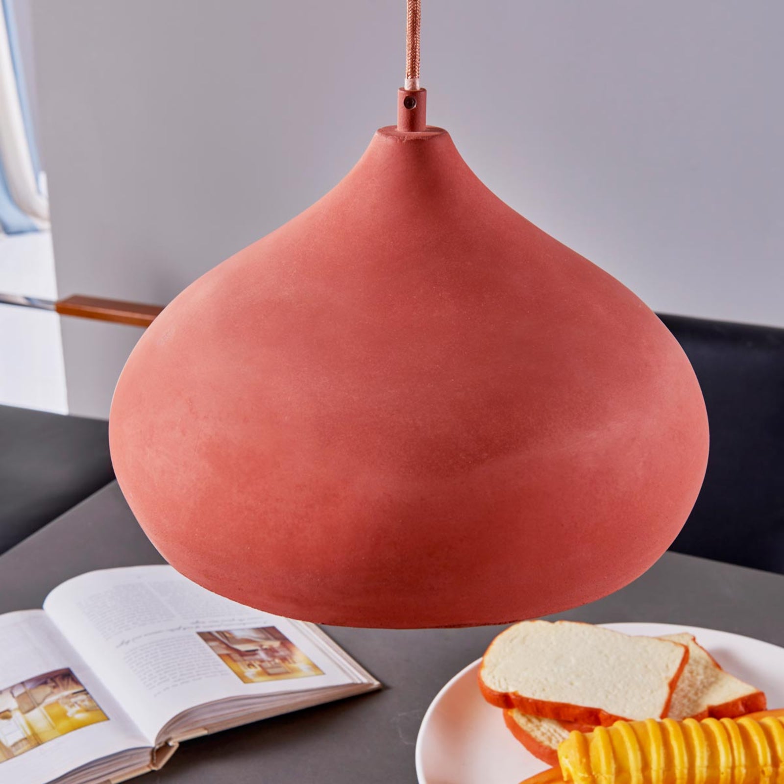 Lindby Pendelleuchte Fiona Hängeleuchte LED E27 terracottafarben Leuchte - 4251096519518