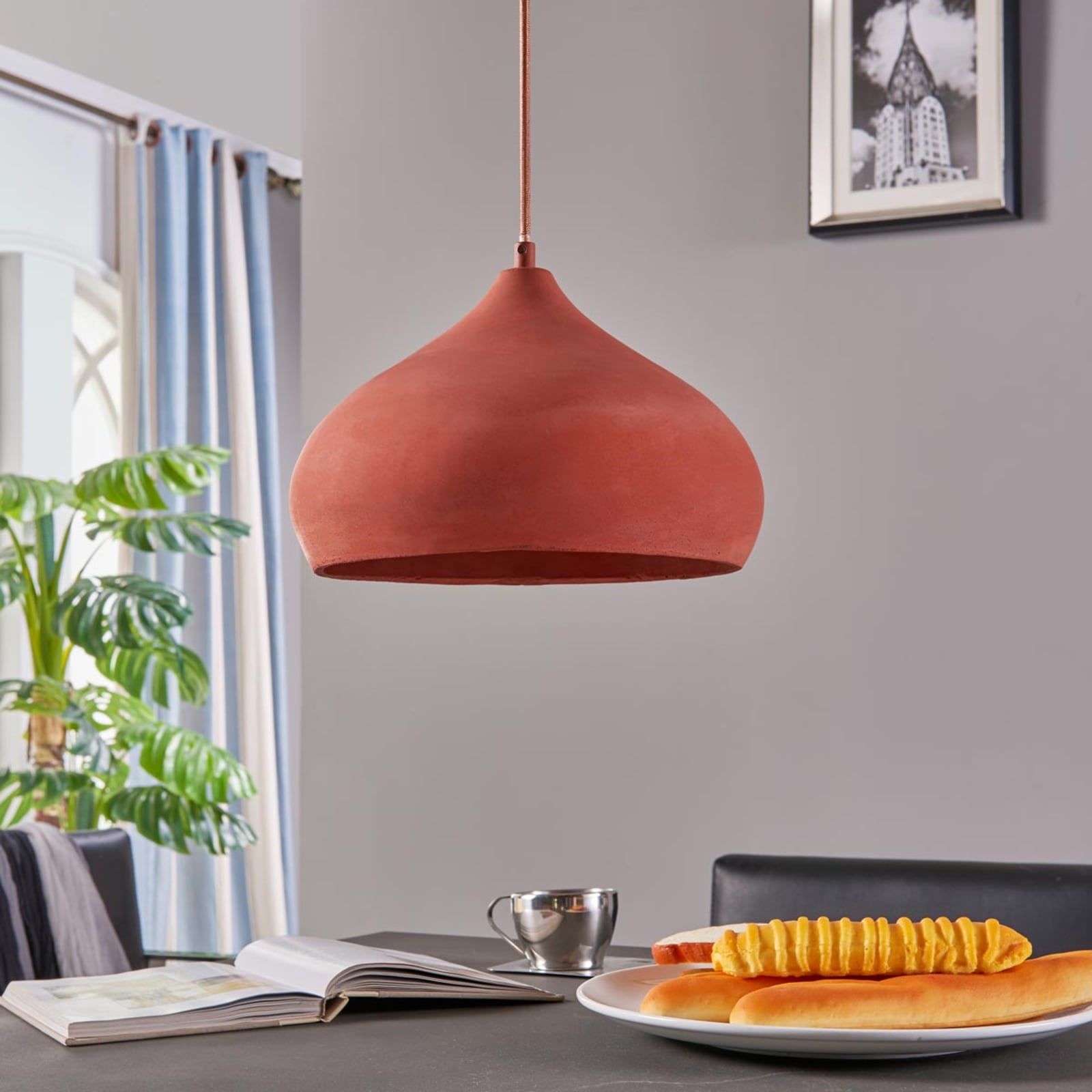 Lindby Pendelleuchte Fiona Hängeleuchte LED E27 terracottafarben Leuchte - 4251096519518