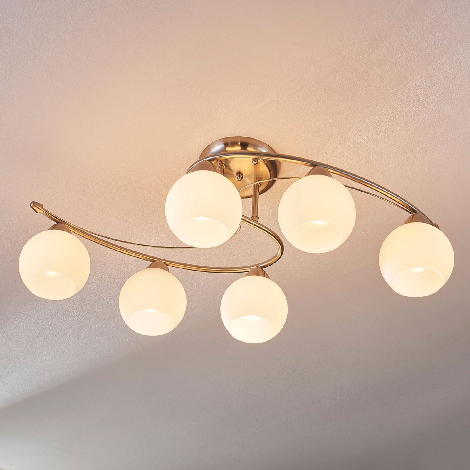 Lindby Deckenleuchte Deckenlampe Svean LED 6-flg 40W E14 weiß 75cm Leuchte - 4251096517248