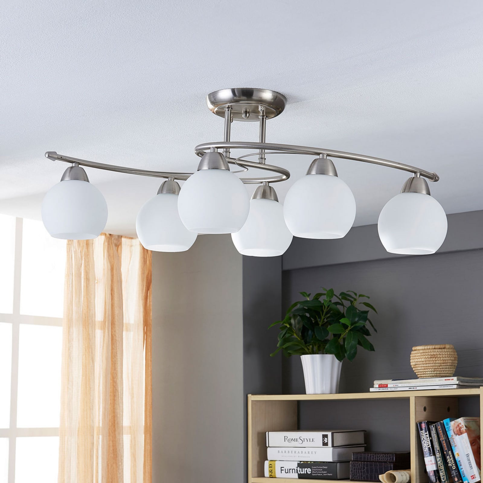 Lindby Deckenleuchte Deckenlampe Svean LED 6-flg 40W E14 weiß 75cm Leuchte - 4251096517248