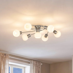 B-Ware Lindby Deckenlampe Ciala LED Leuchte 7-flammig dimmbar E14 nickel weiß Ø65cm