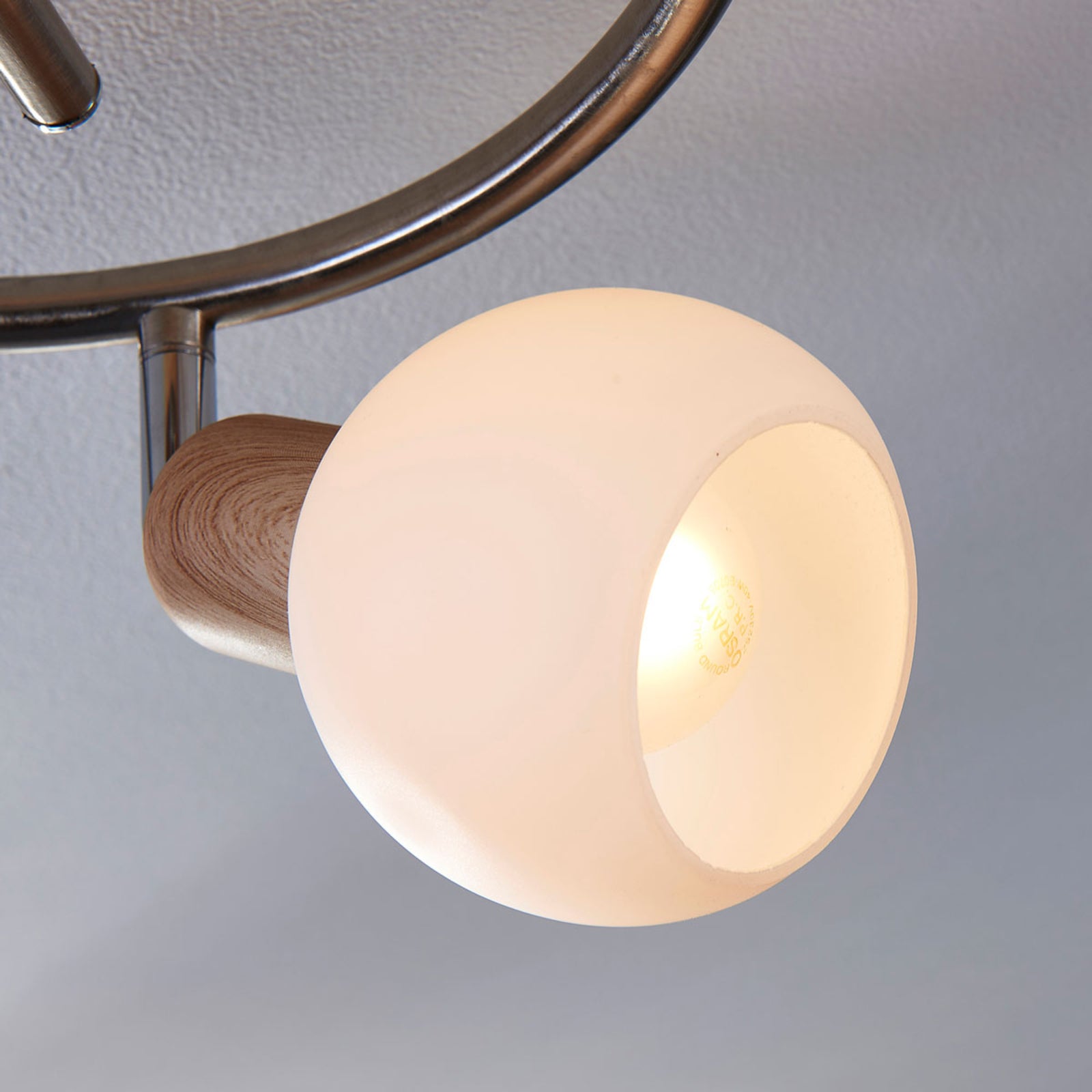 Lindby Deckenleuchte Deckenlampe Svenka LED dimmbar 3-flg alabaster nickel Ø25cm - 4251096524680