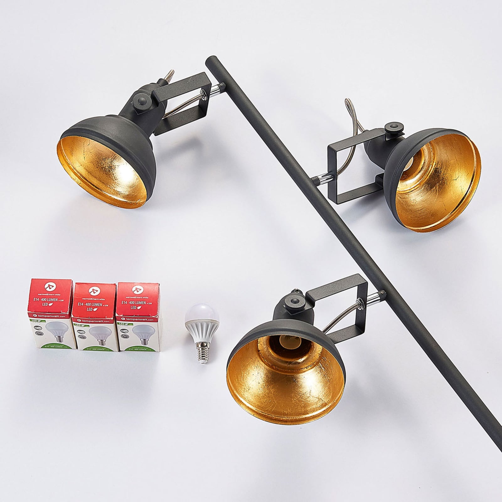 Lindby Stehleuchte Lilly LED Stehlampe Lampe schwarz gold 170cm 3-flammig - 4251096532678