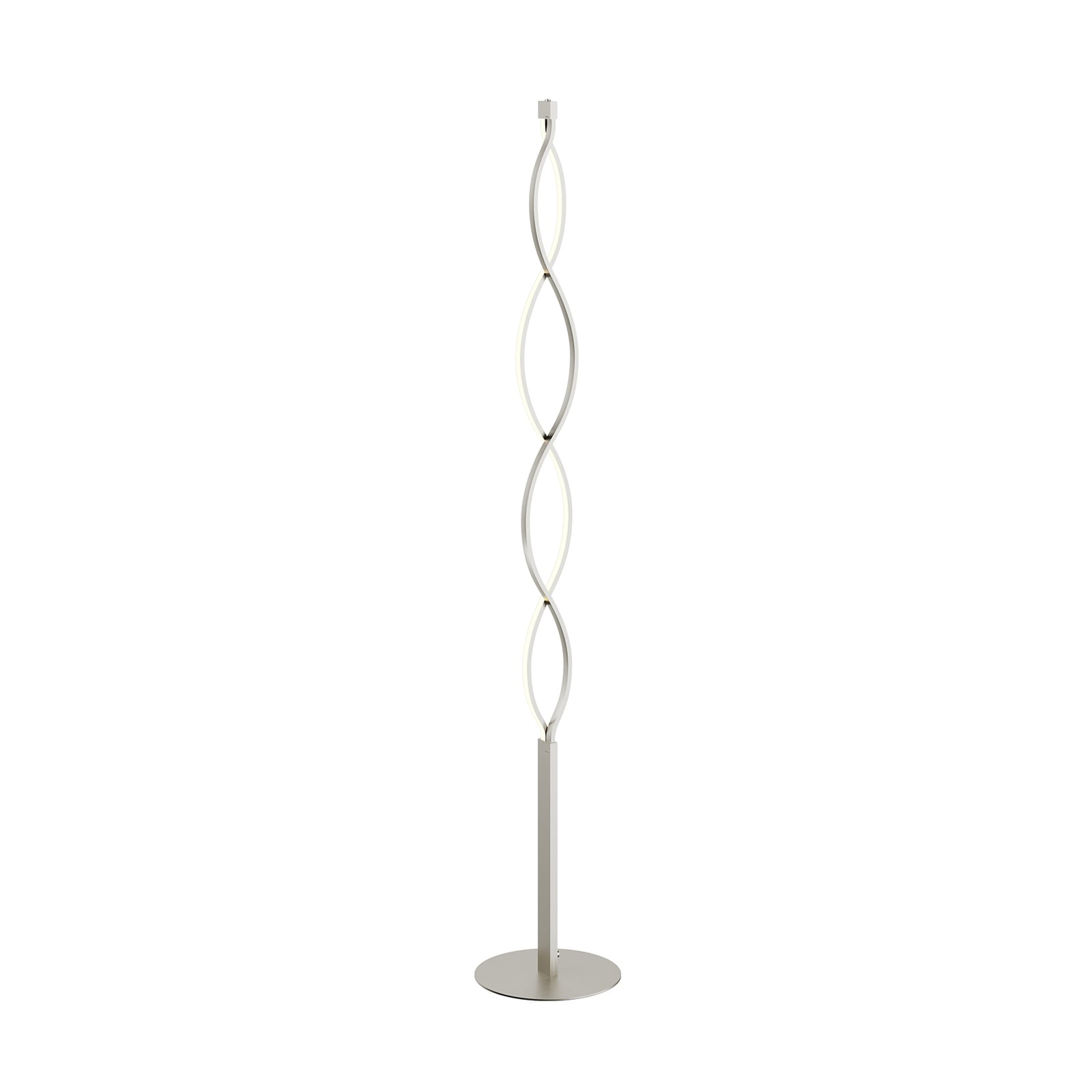 Lindby Stehlampe Auron LED dimmbar Touchdimmer warmweiß nickel 150cm Höhe 25cm - 4251096530940