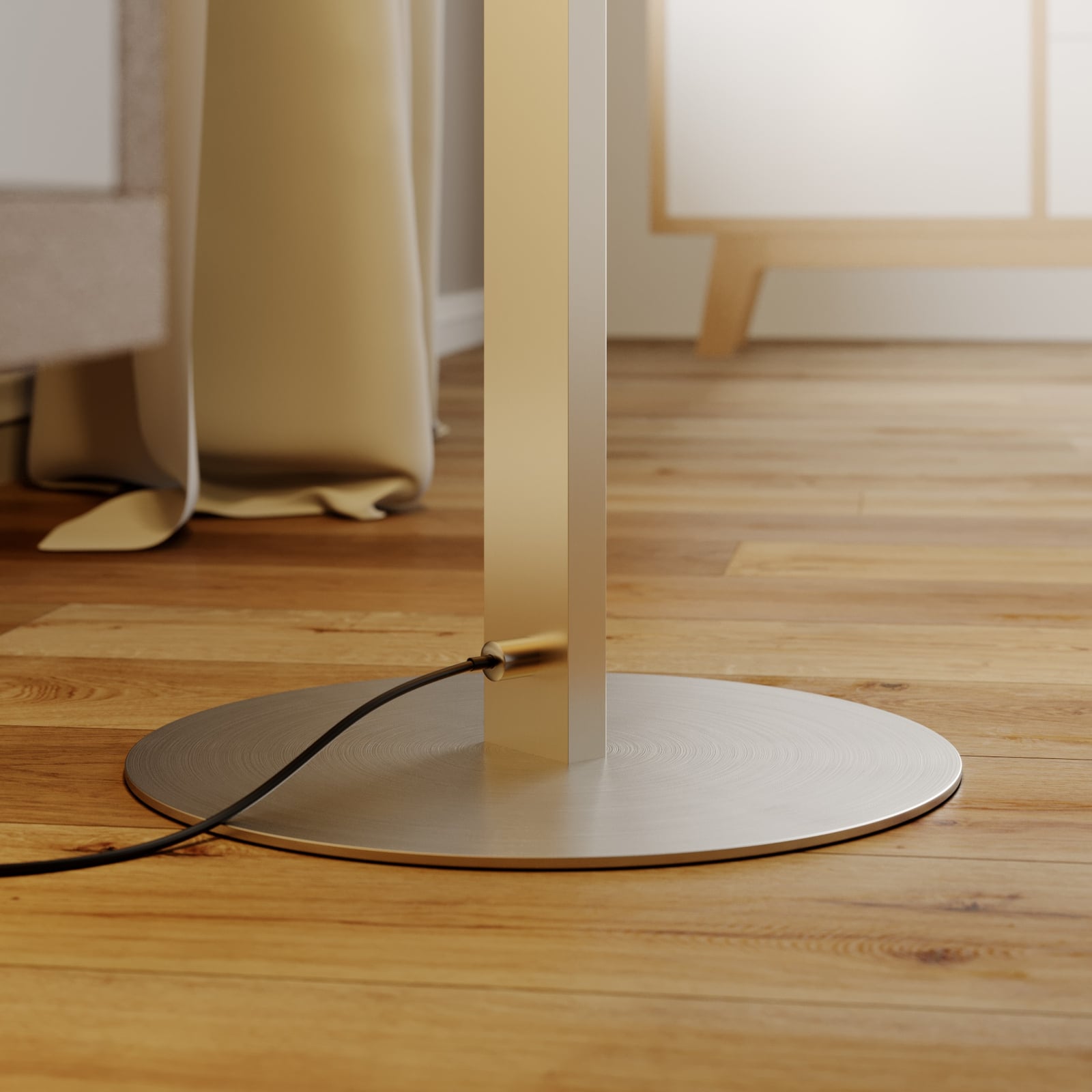 Lindby Stehlampe Auron LED dimmbar Touchdimmer warmweiß nickel 150cm Höhe 25cm - 4251096530940