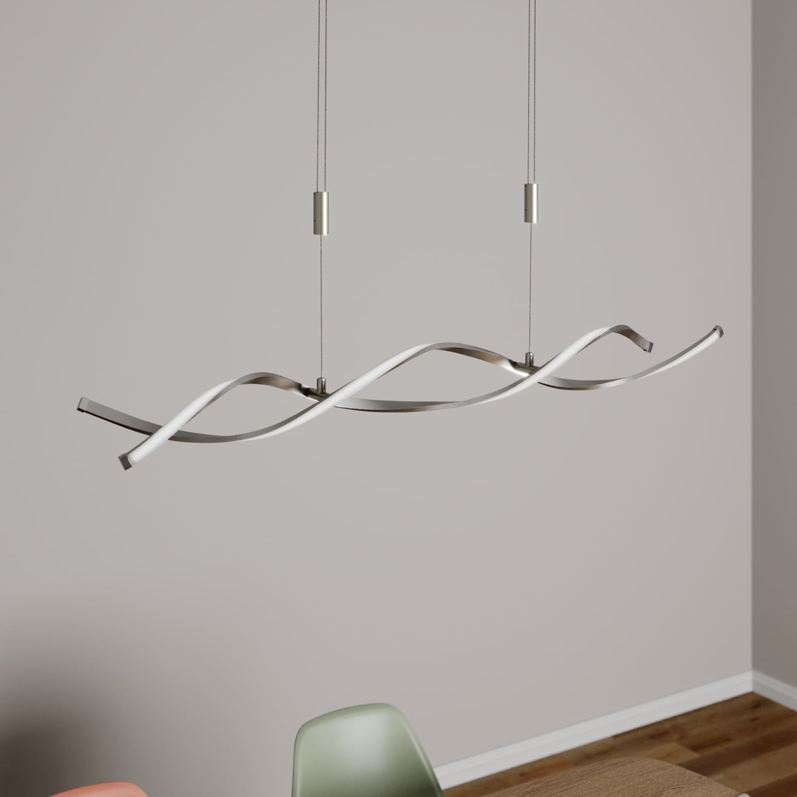 Lindby Hängelampe Hängeleuchte Auron LED Pendelleuchte dimmbar nickel 115x180cm - 4251096530957