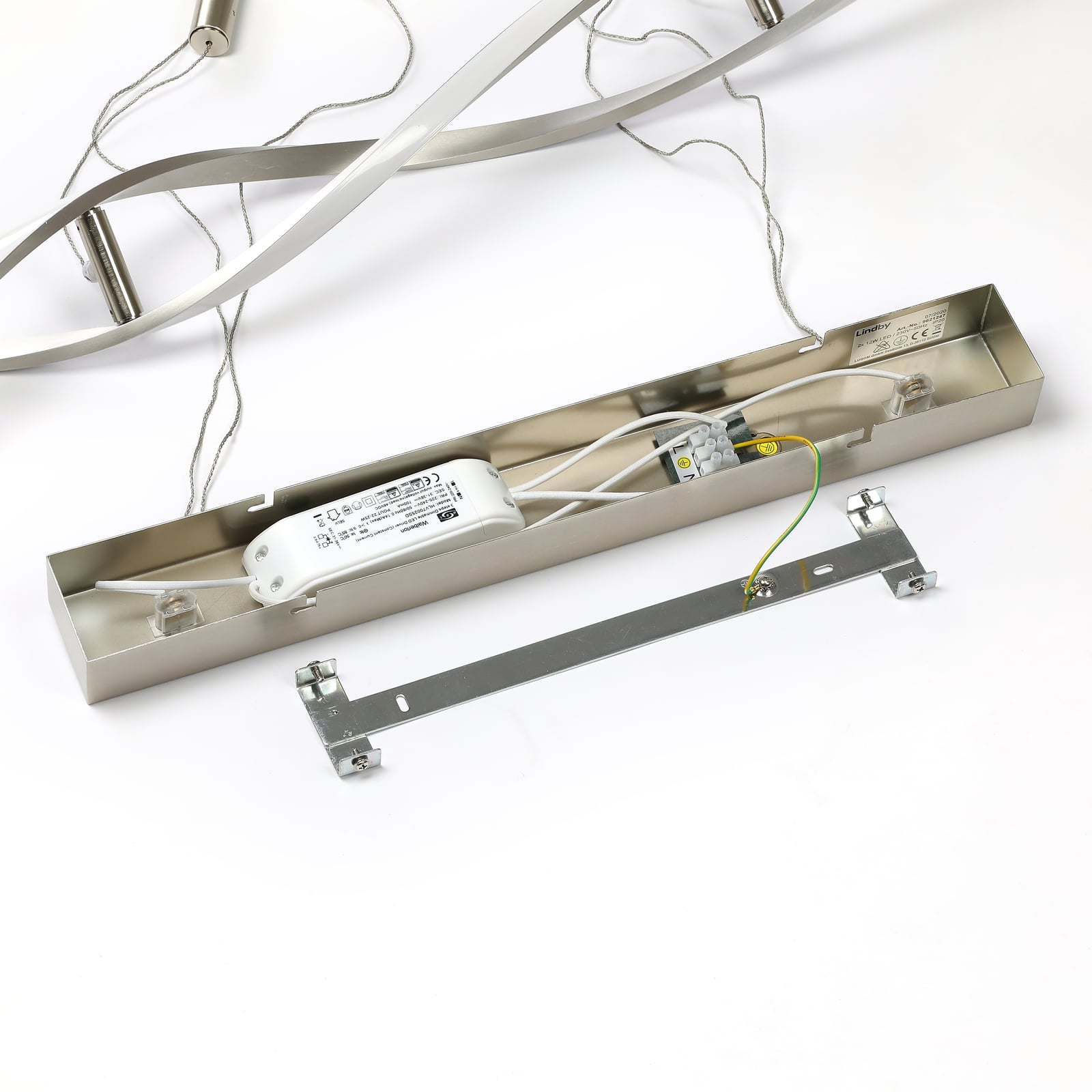 Lindby Hängelampe Hängeleuchte Auron LED Pendelleuchte dimmbar nickel 115x180cm - 4251096530957