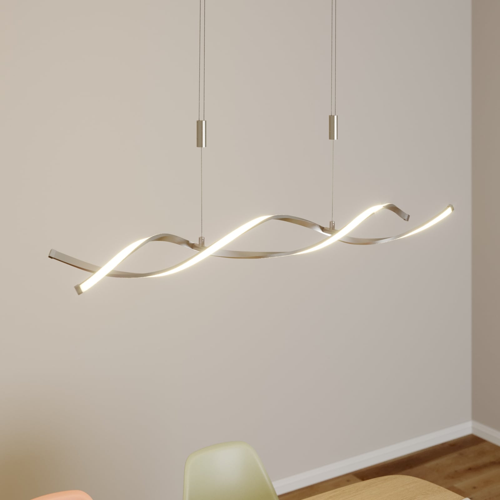 Lindby Hängelampe Hängeleuchte Auron LED Pendelleuchte dimmbar nickel 115x180cm - 4251096530957