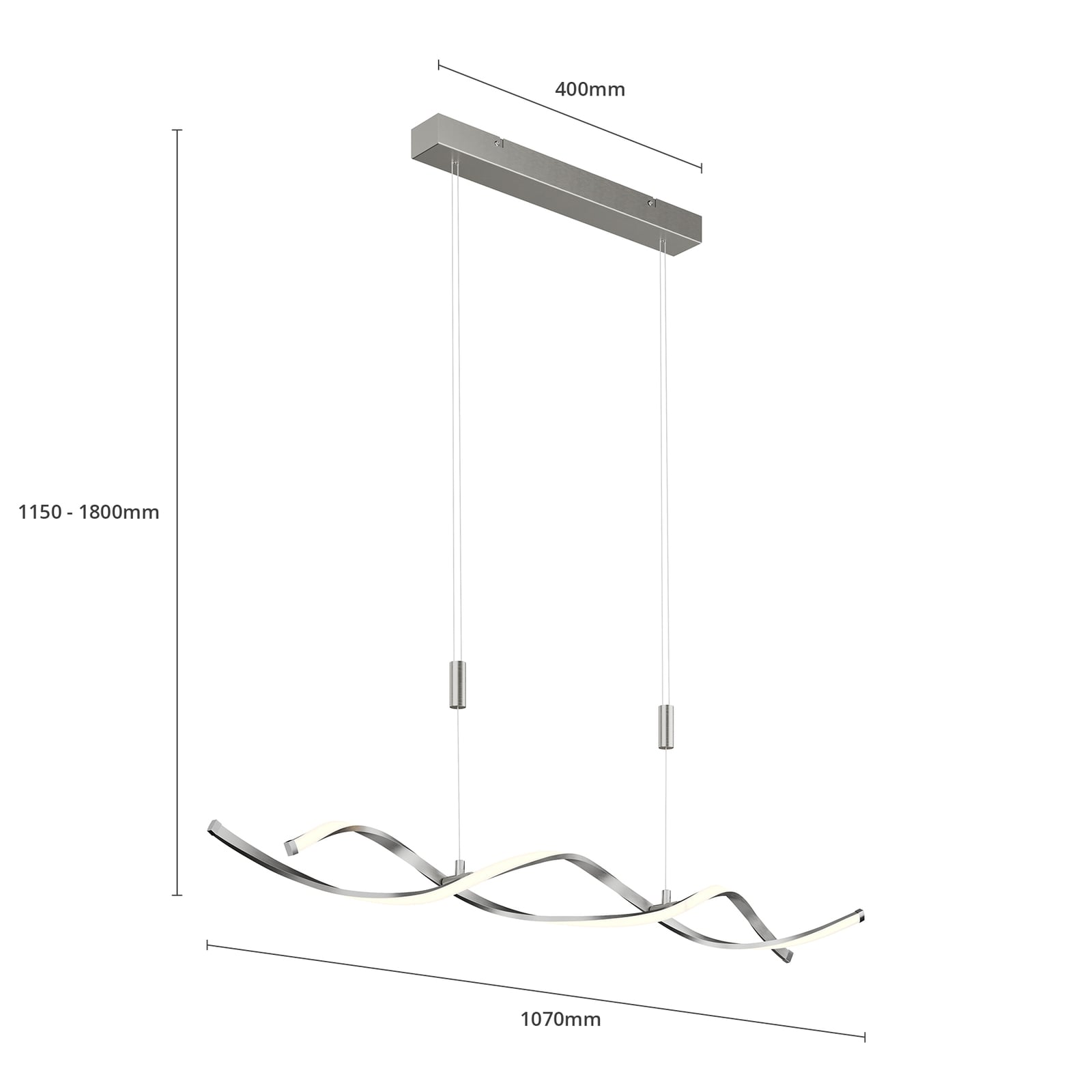 Lindby Hängelampe Hängeleuchte Auron LED Pendelleuchte dimmbar nickel 115x180cm - 4251096530957