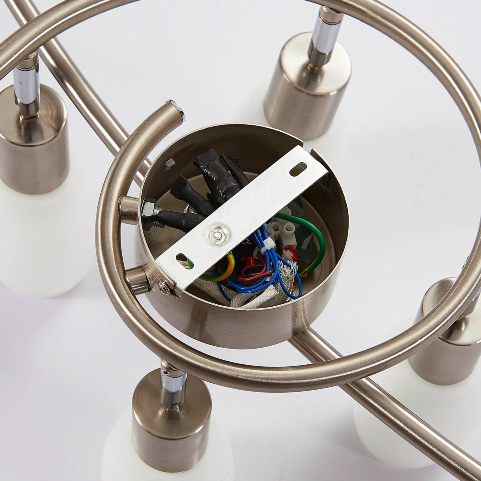 Lindby Deckenleuchte Strahler Arda Glas Nickel E14 sechsflammig Wohnraum Beleuch - 4251096530933