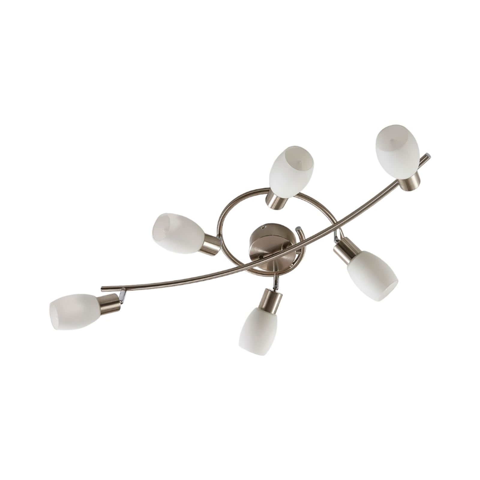 Lindby Deckenleuchte Strahler Arda Glas Nickel E14 sechsflammig Wohnraum Beleuch - 4251096530933
