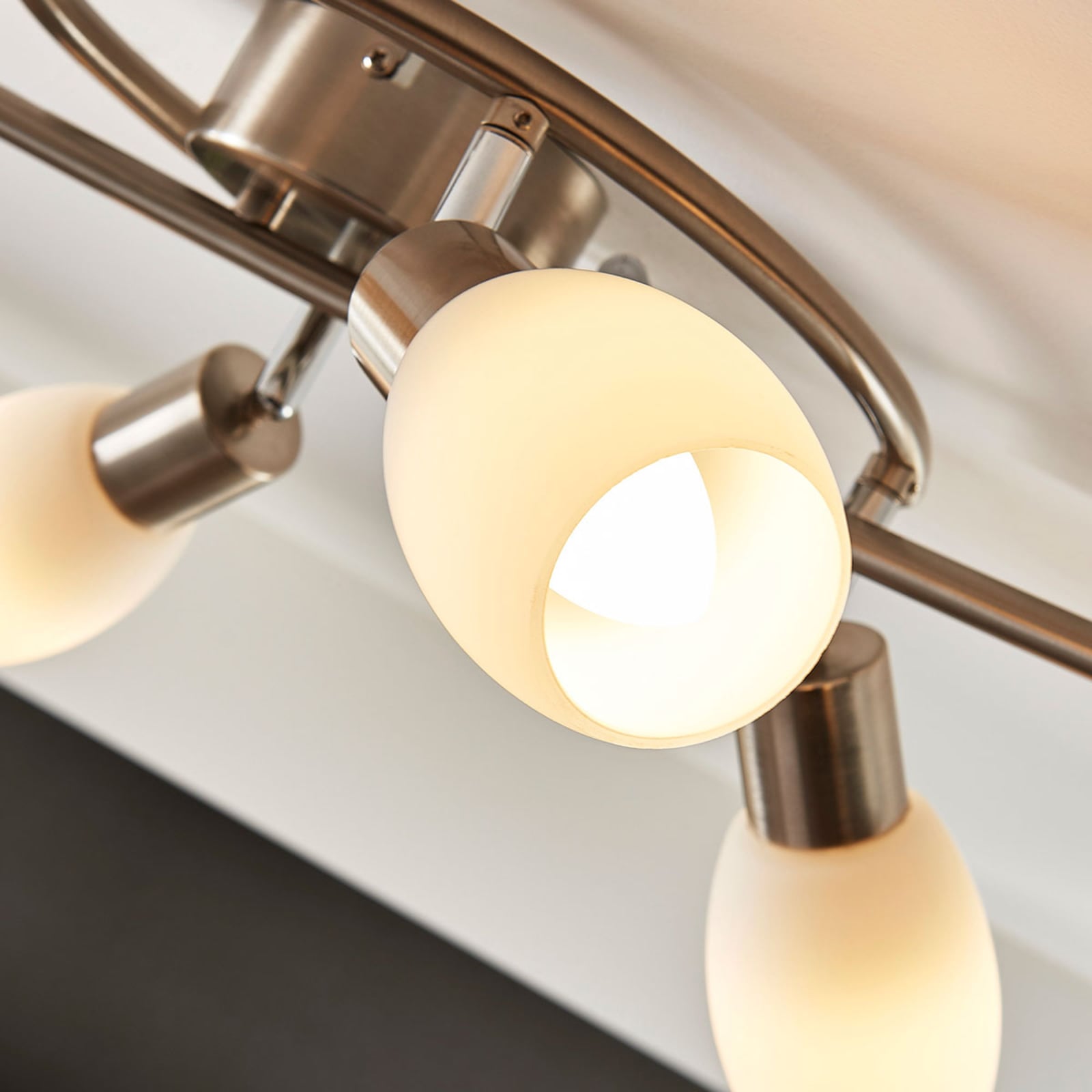 Lindby Deckenleuchte Strahler Arda Glas Nickel E14 sechsflammig Wohnraum Beleuch - 4251096530933