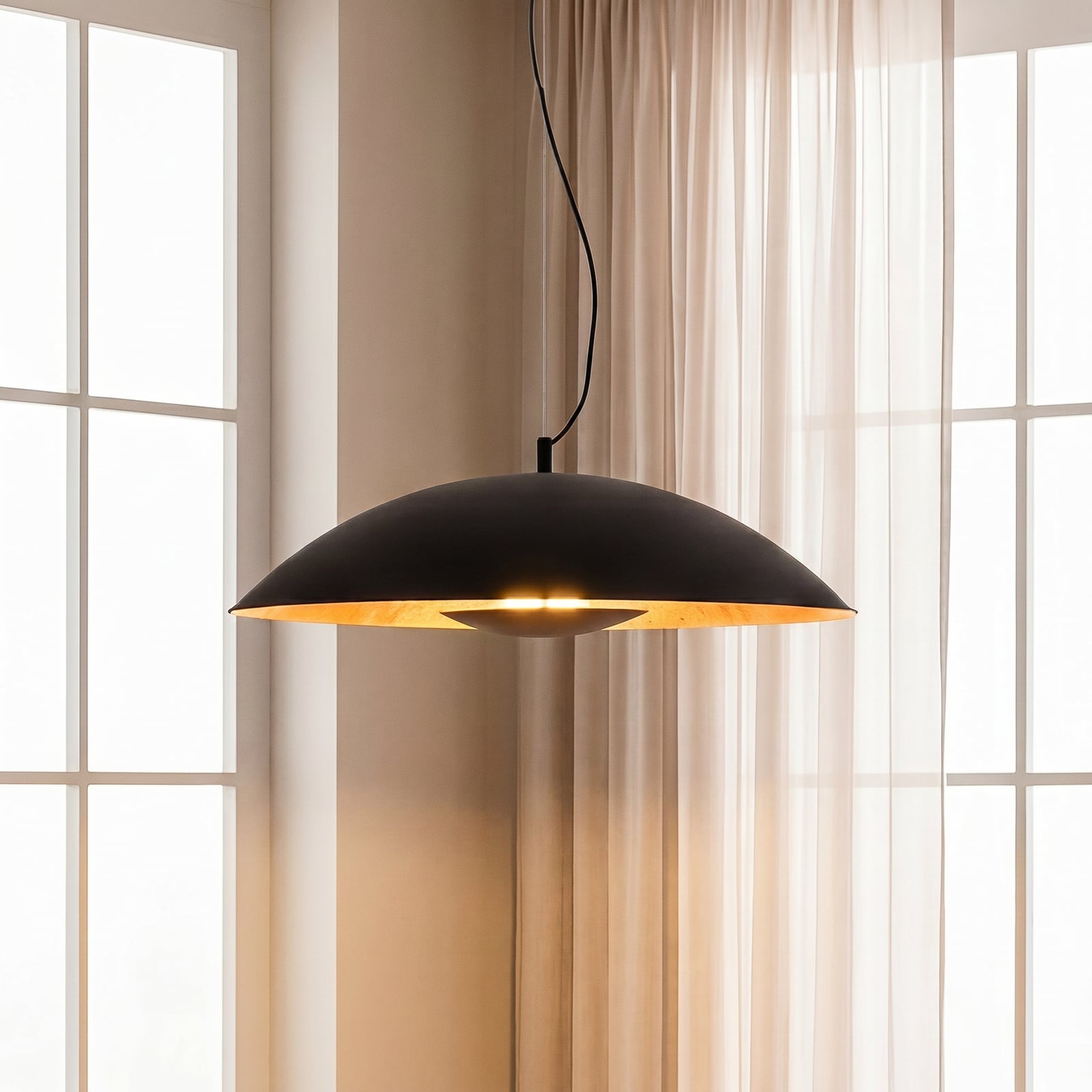 Lindby Pendelleuchte Emilienne schwarz Lampe Hängeleuchte Deckenlampe 1-flmg E27 - 4251096535433