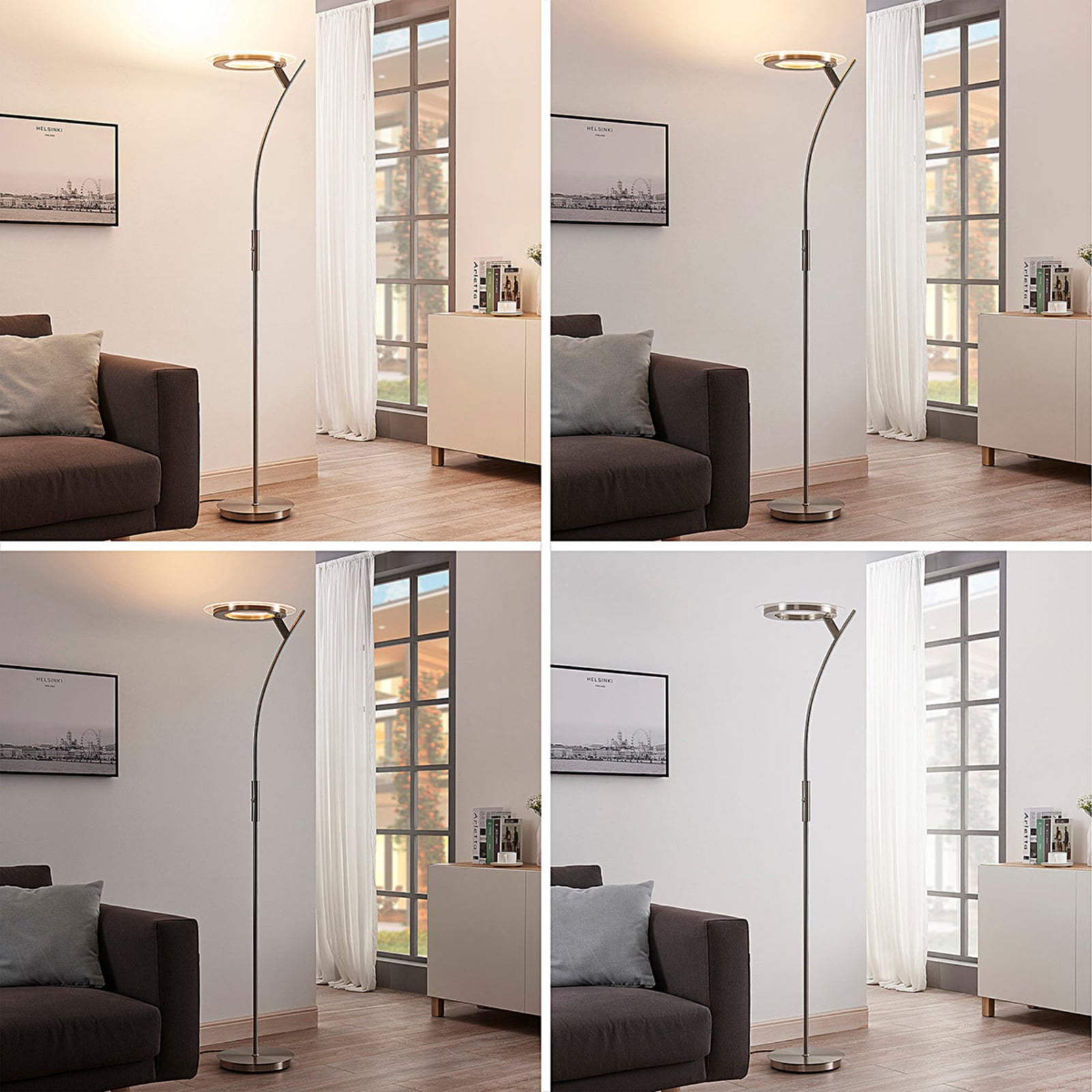 Lindby Stehleuchte Darion LED dimmbar Lampe Leuchte grau Metall 180cm hoch - 4251096544954