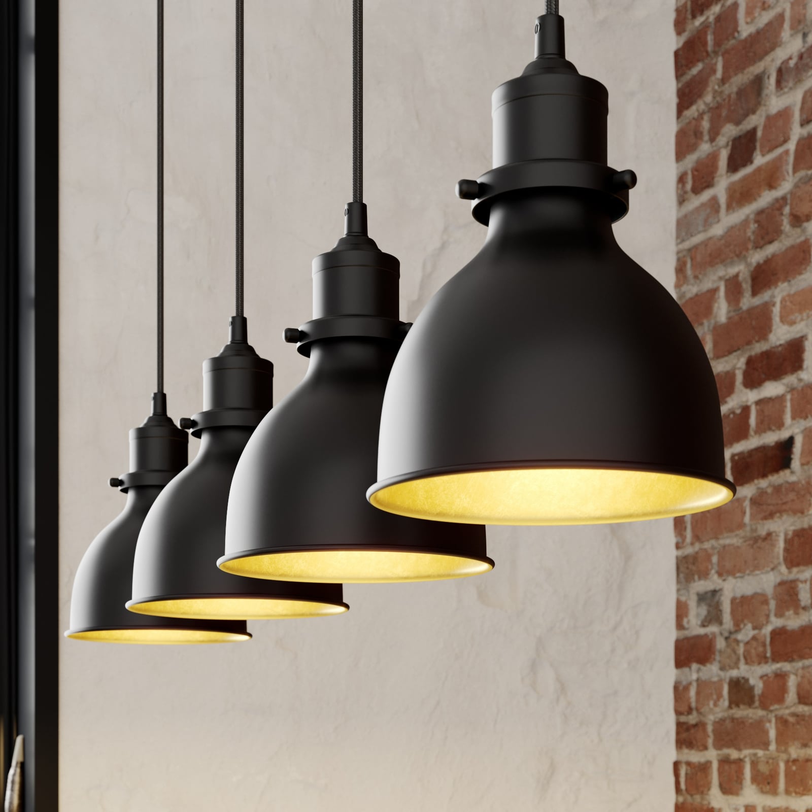 Lindby Pendelleuchte Hängeleuchte Jasminka LED Lampe dimmbar schwarz-gold 4-flg - 4251096548983