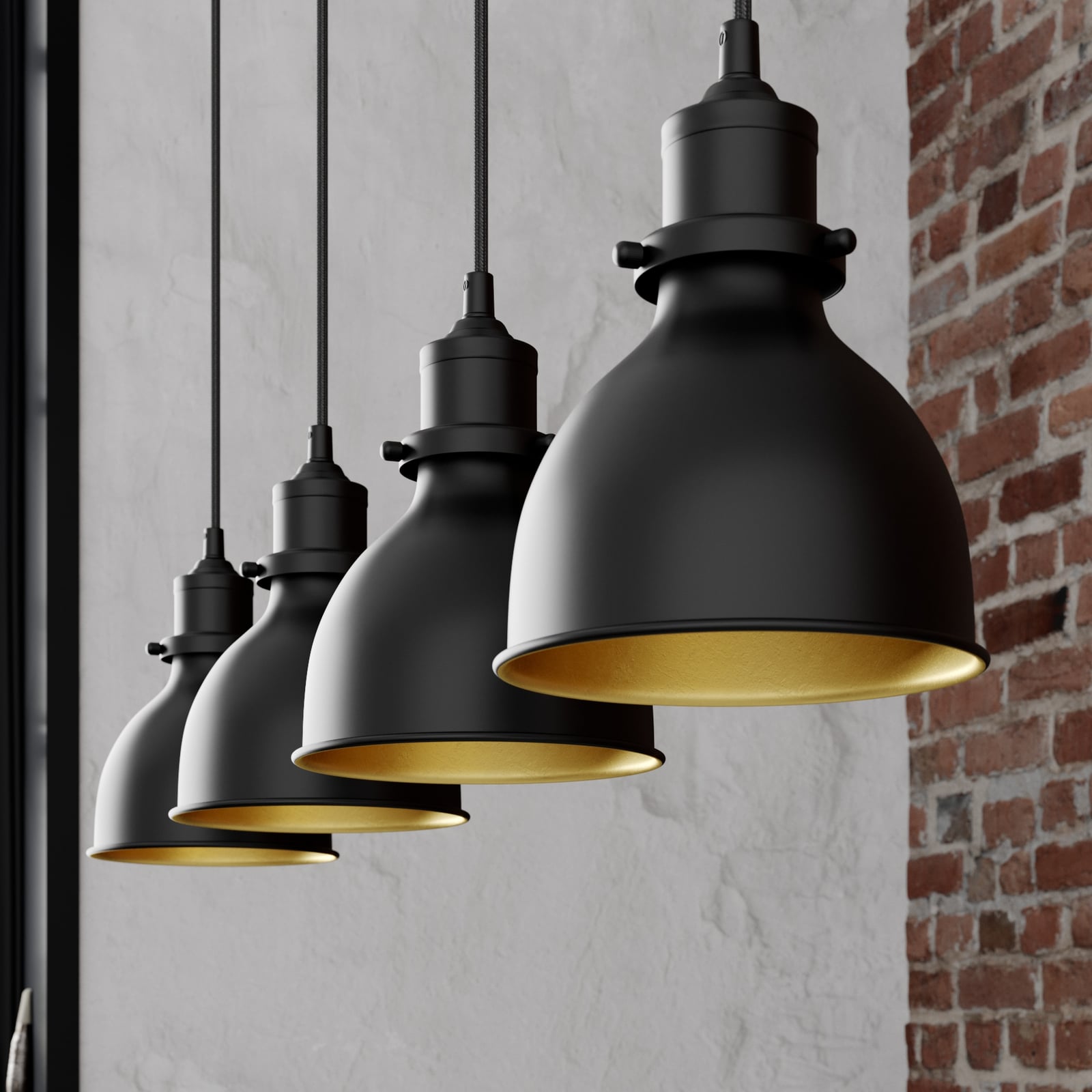 Lindby Pendelleuchte Hängeleuchte Jasminka LED Lampe dimmbar schwarz-gold 4-flg - 4251096548983