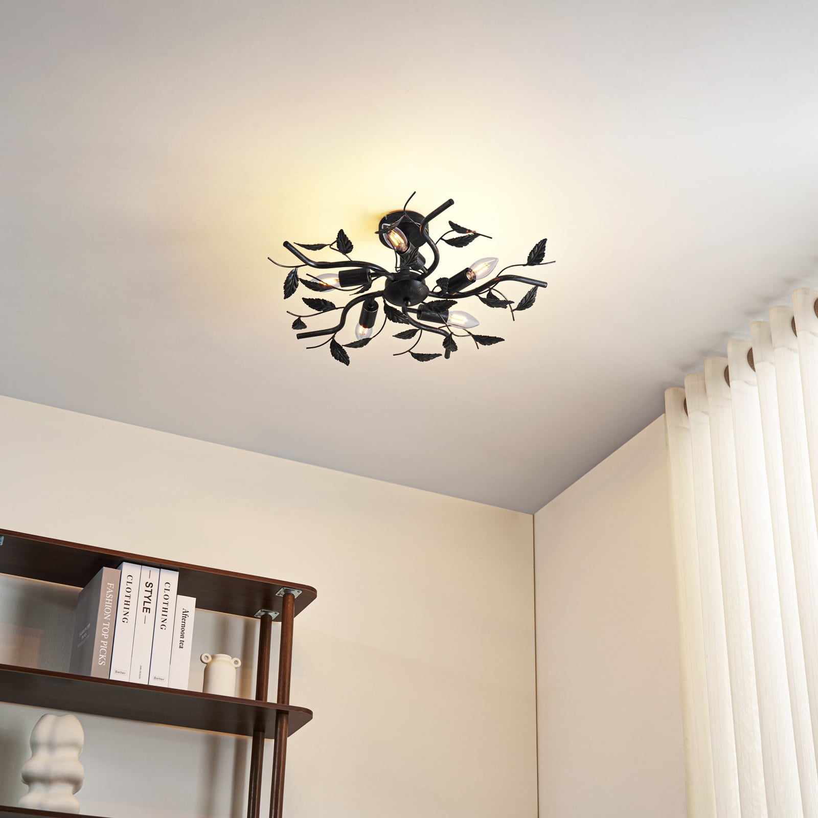 Lindby Deckenlampe Yos LED Lampe 5-flammig dimmbar schwarz-gold Ø58cm 21cm - 4251096547160
