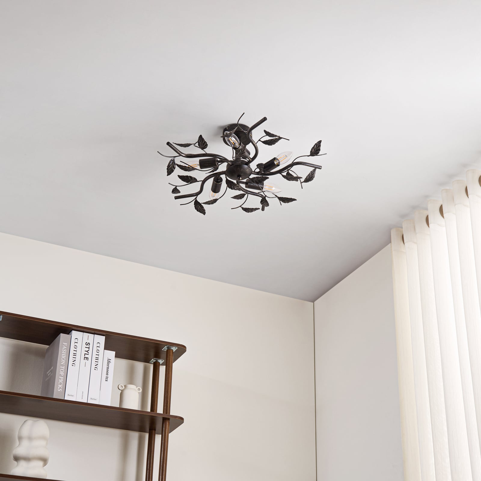 Lindby Deckenlampe Yos LED Lampe 5-flammig dimmbar schwarz-gold Ø58cm 21cm - 4251096547160