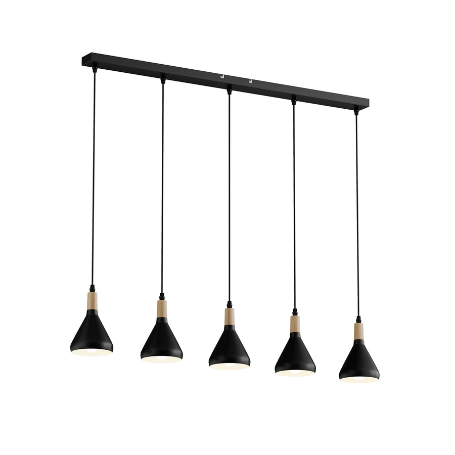 Lindby Pendelleuchte Hängelampe Arina Schwarz 100 Cm 5 Flammig E14 B-Ware - 9621815