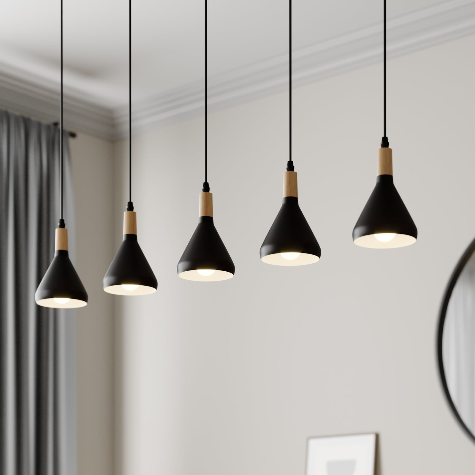 Lindby Pendelleuchte Hängeleuchte Arina LED 5-flammig dimmbar schwarz 100cm - 4251096547030