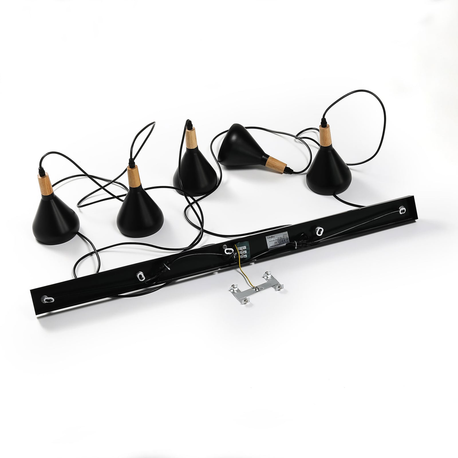 Lindby Pendelleuchte Hängeleuchte Arina LED 5-flammig dimmbar schwarz 100cm - 4251096547030