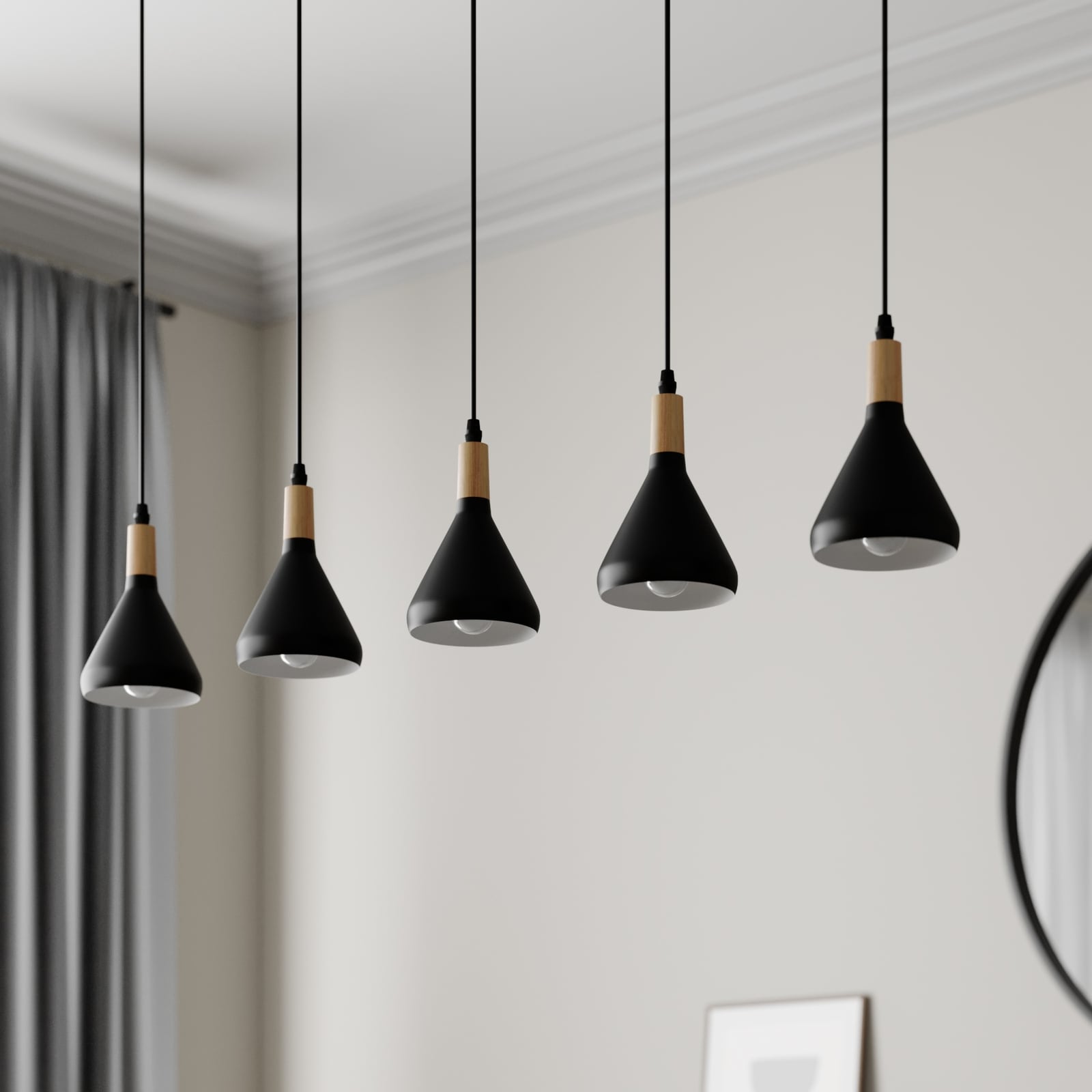 Lindby Pendelleuchte Hängeleuchte Arina LED 5-flammig dimmbar schwarz 100cm - 4251096547030