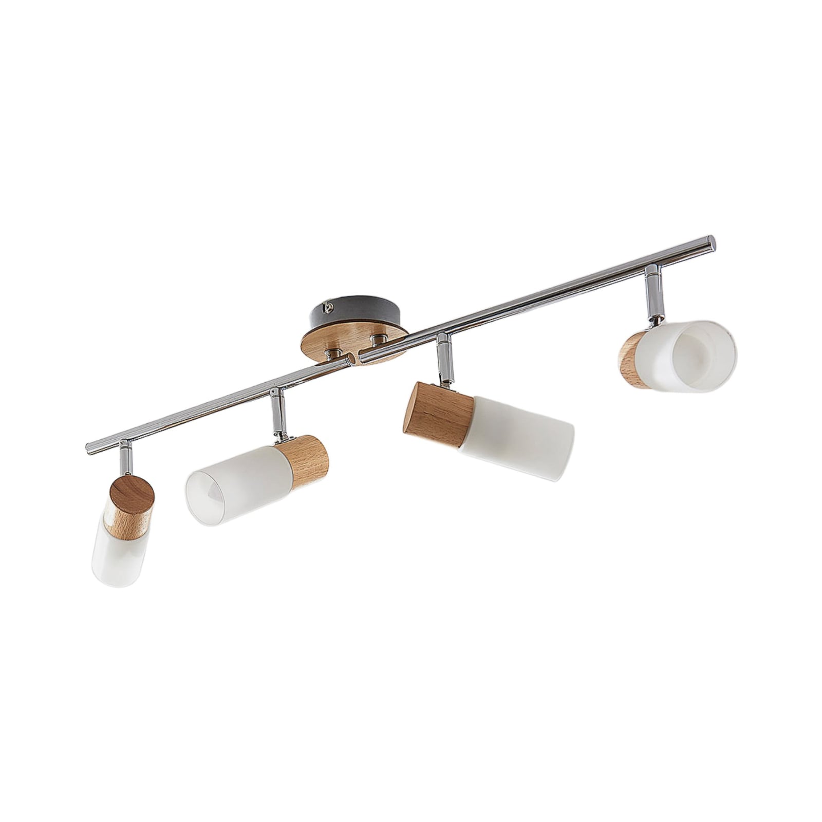 Lindby Deckenstrahler Christoph LED Lampe Holz Deckenlampe Leuchte 4-flg weiß - 4251096546521