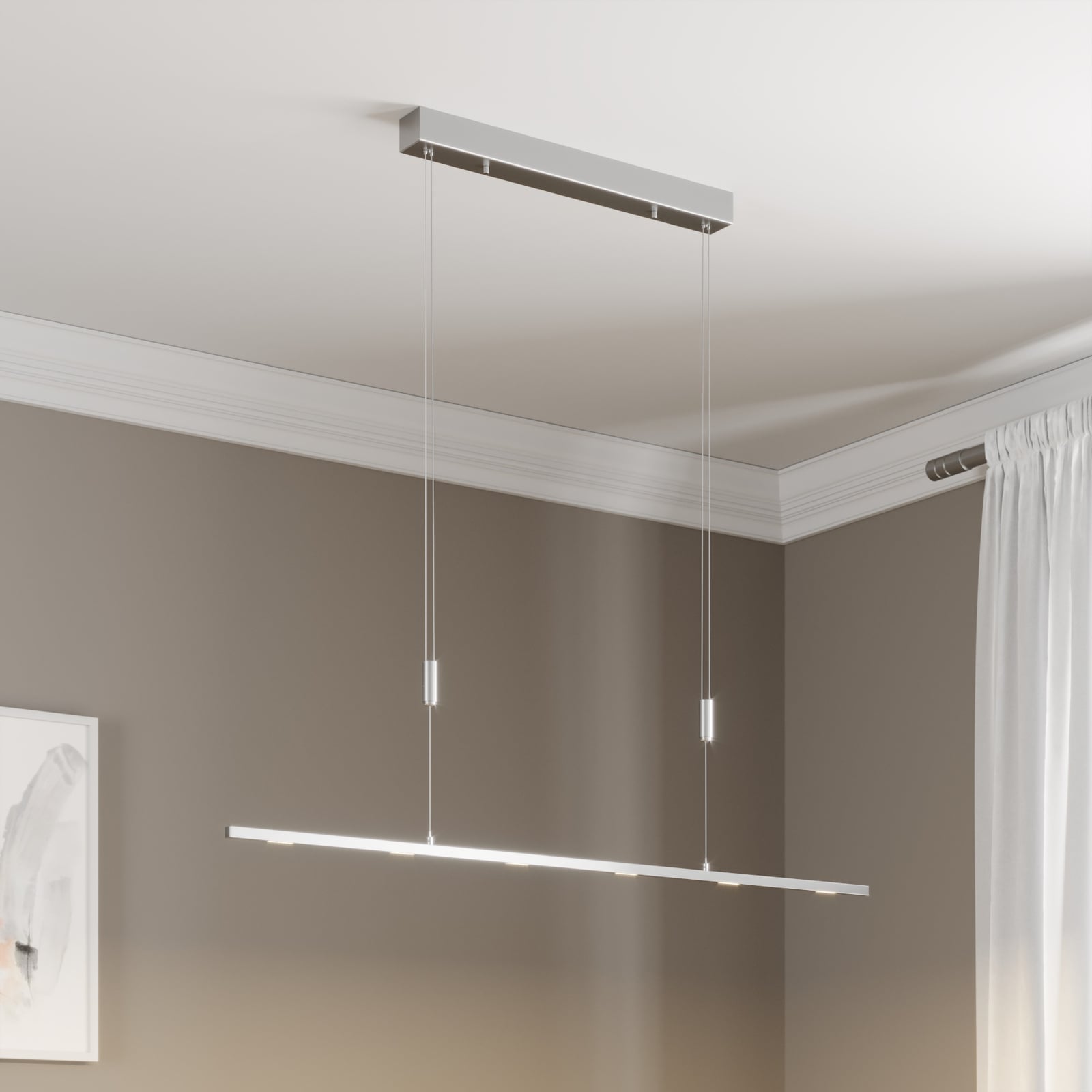 Lucande Hängelampe Hängeleuchte Arnik LED Pendelleuchte dimmbar nickel 120cm - 4251096549164