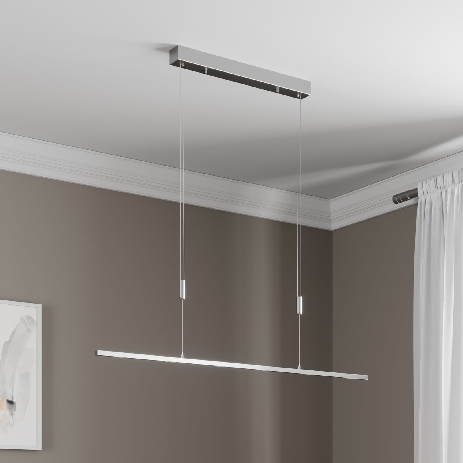 Lucande Hängelampe Hängeleuchte Arnik LED Pendelleuchte dimmbar nickel 120cm - 4251096549164