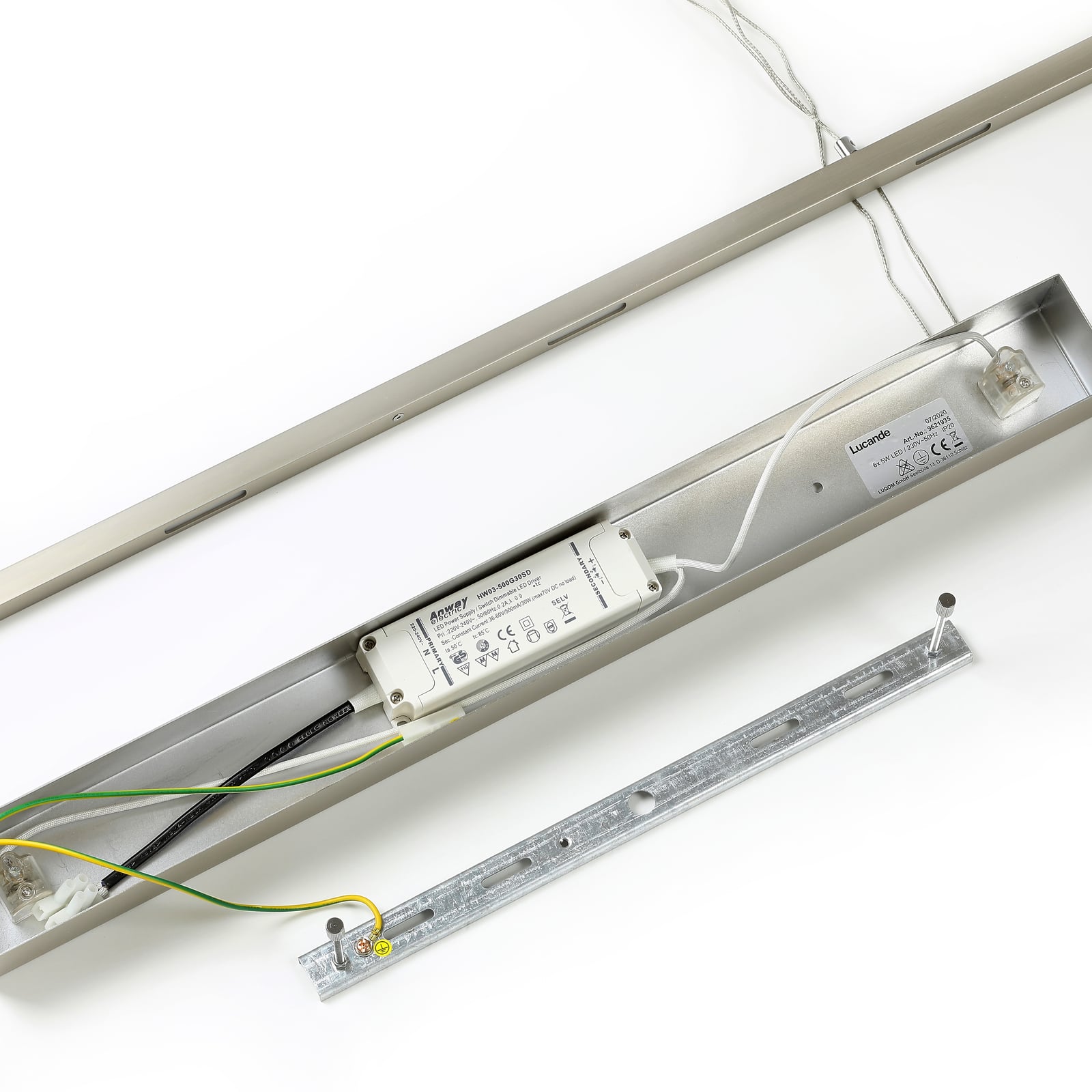 Lucande Hängelampe Hängeleuchte Arnik LED Pendelleuchte dimmbar nickel 120cm - 4251096549164