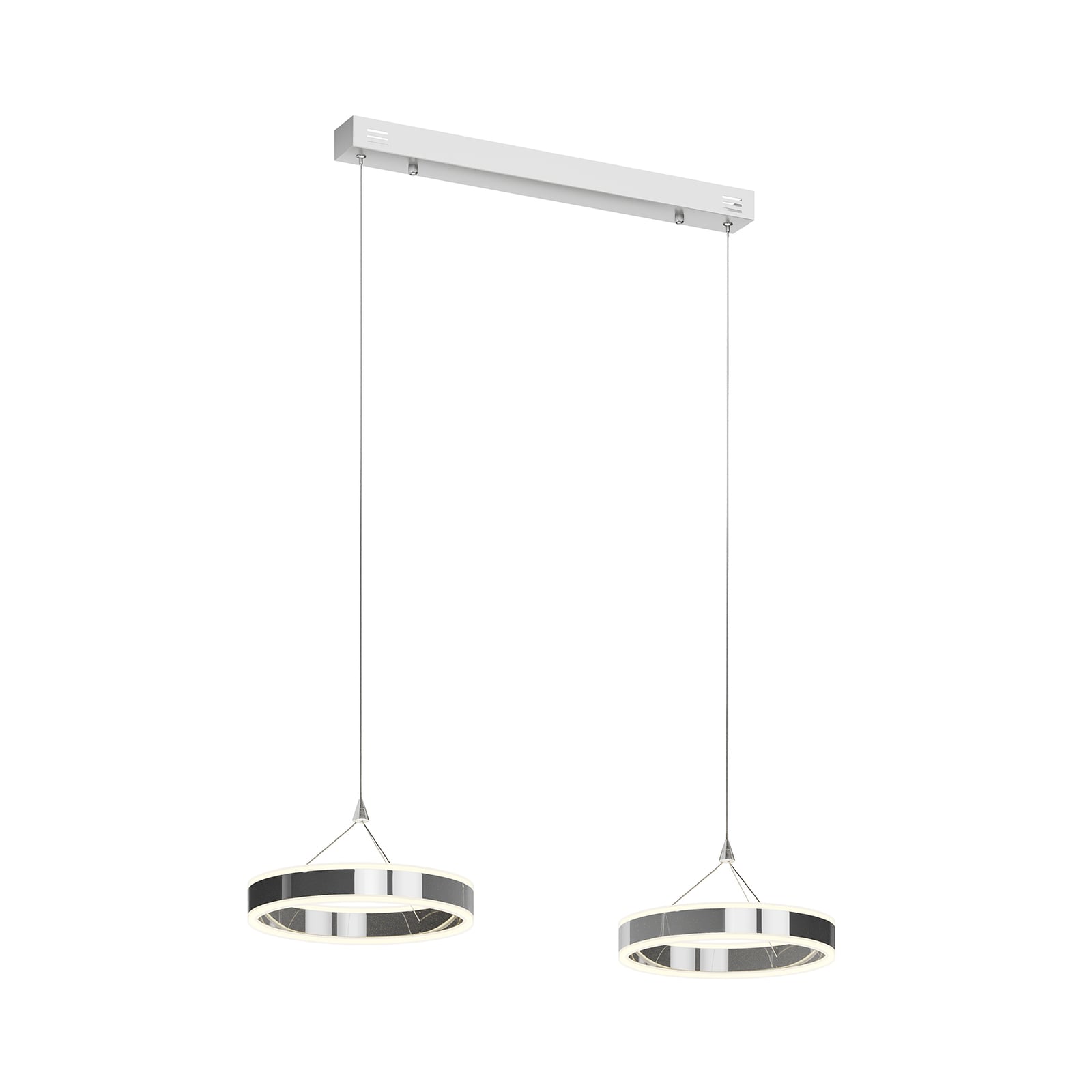 Lucande Pendelleuchte Hängeleuchte Lyani LED dimmbar chrom 85cm 2-flg 3000K - 4251096550283