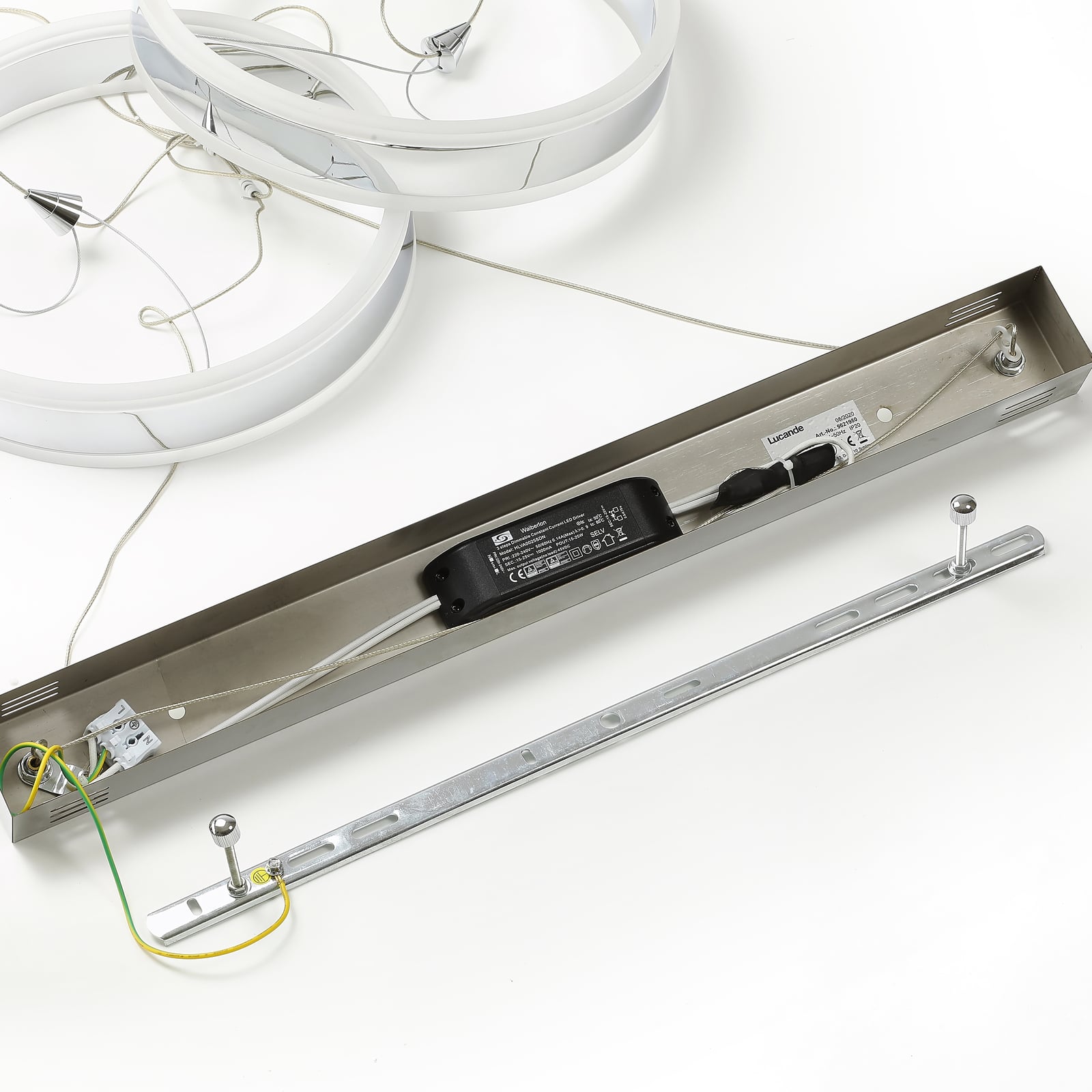 Lucande Pendelleuchte Hängeleuchte Lyani LED dimmbar chrom 85cm 2-flg 3000K - 4251096550283