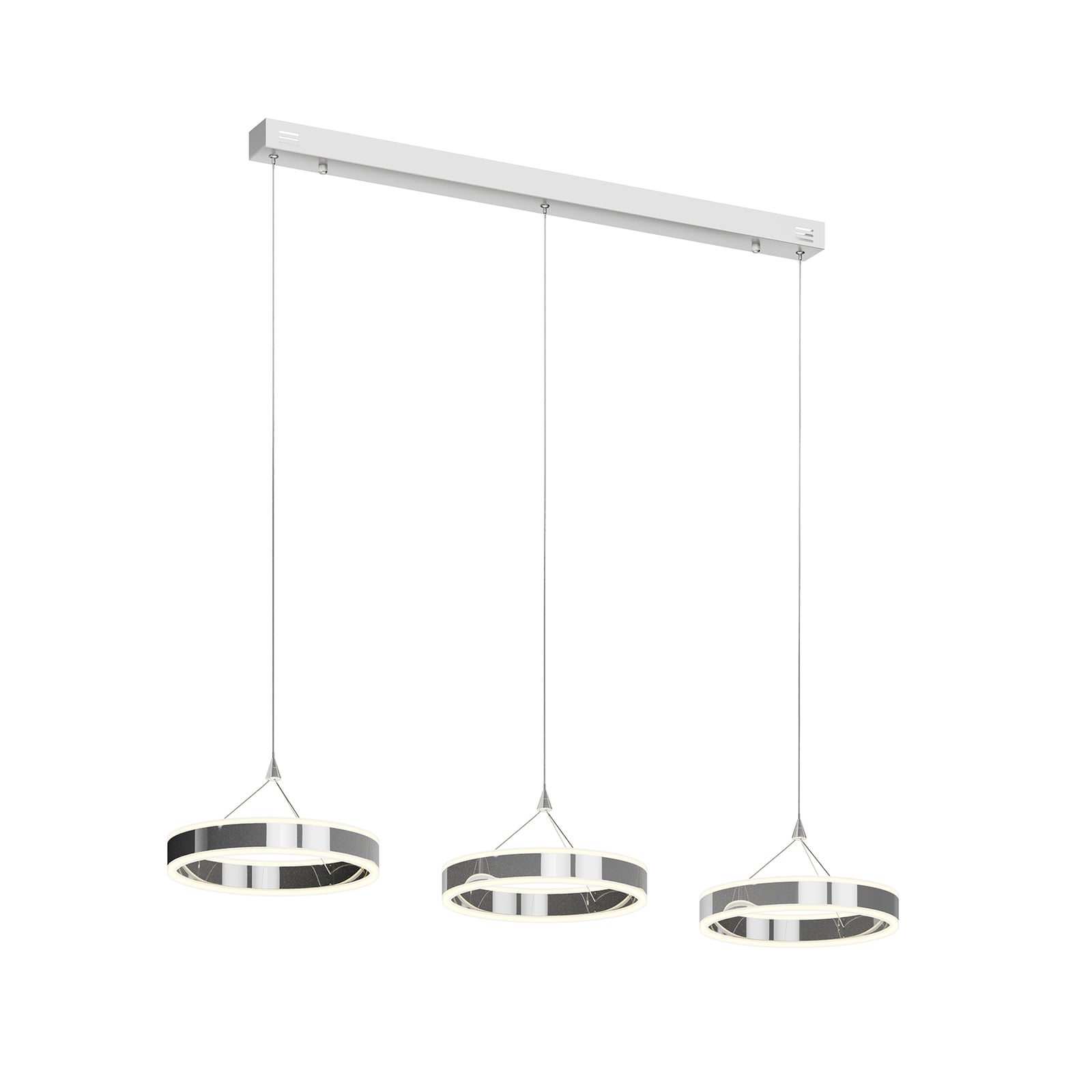 Lucande Pendelleuchte Hängeleuchte Lyani LED Lampe dimmbar 3-flg chrom 115x30cm - 4251096550290