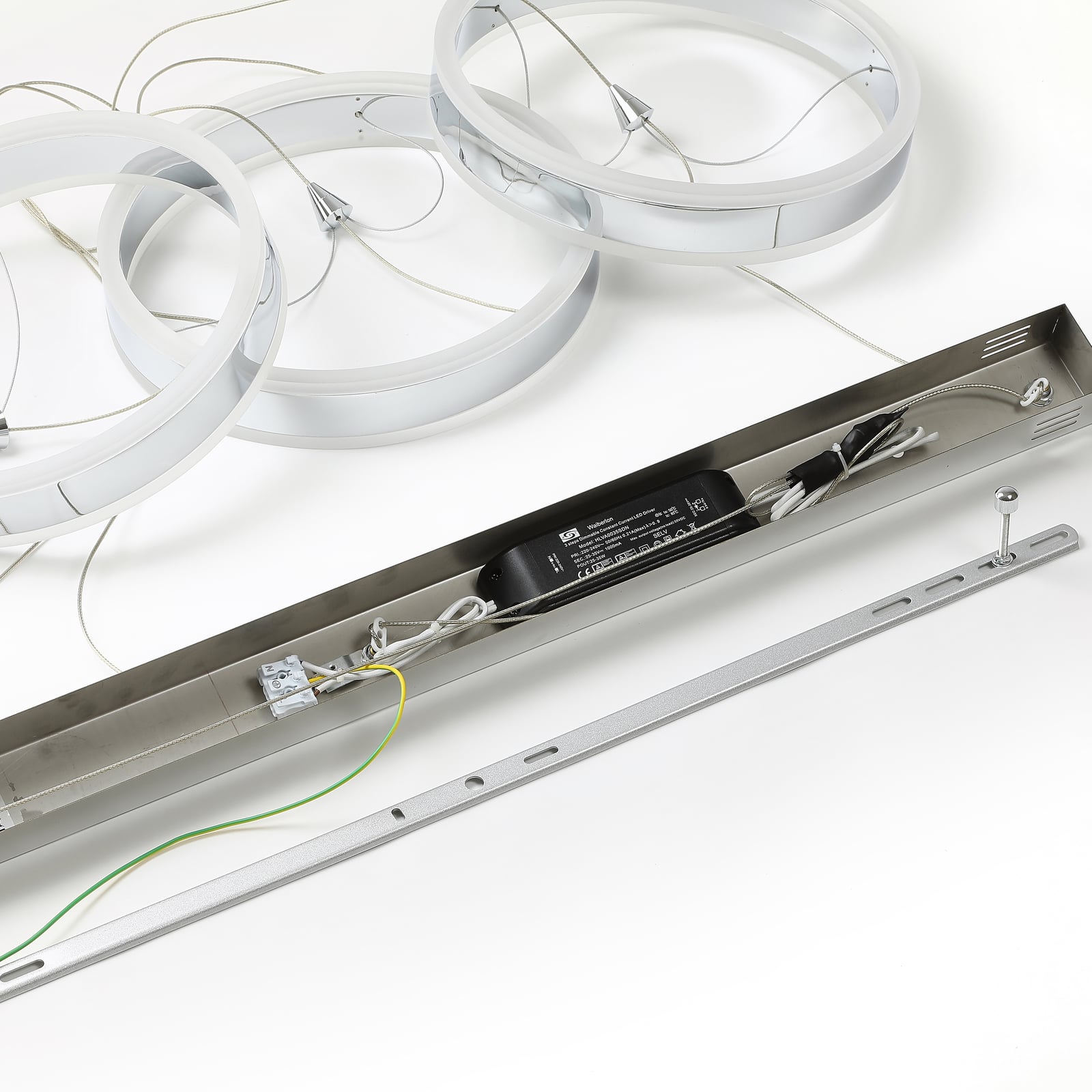 Lucande Pendelleuchte Hängeleuchte Lyani LED Lampe dimmbar 3-flg chrom 115x30cm - 4251096550290