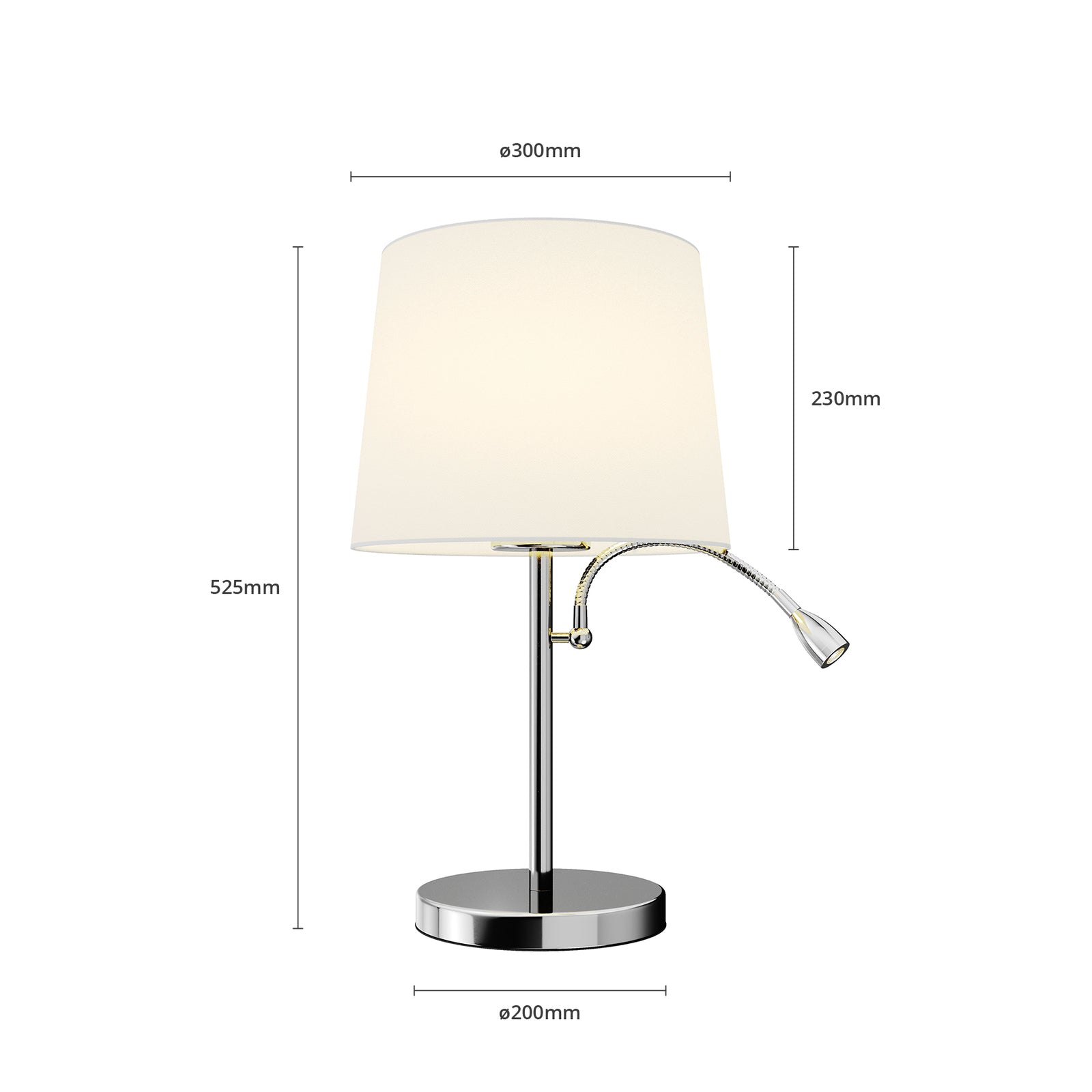 Lindby Tischleuchte Benjiro LED Leselampe Lampe mit Flexarm weiß 52cm hoch - 4251096546750
