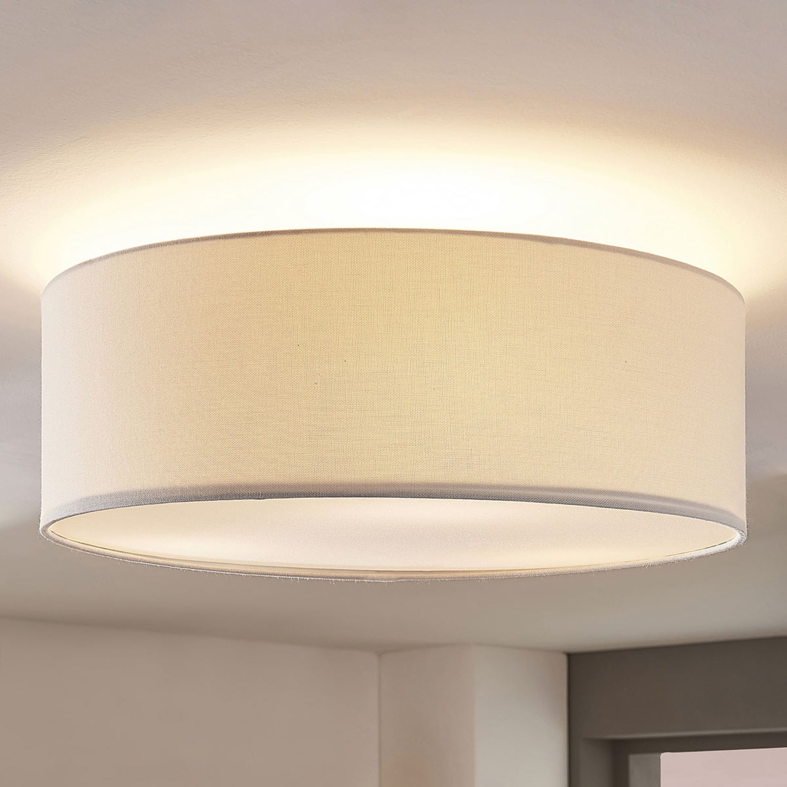 Lindby Stoff-Deckenlampe Mariat Wohnzimmerleuchte Deckenlampe Deckenlicht E27 - 4251096549232