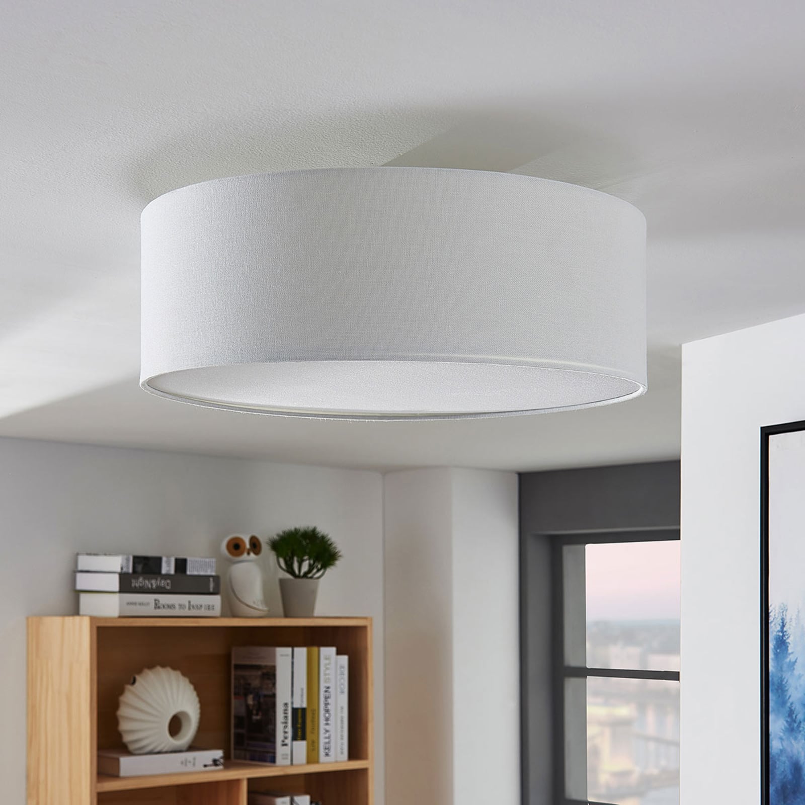 Lindby Stoff-Deckenlampe Mariat Wohnzimmerleuchte Deckenlampe Deckenlicht E27 - 4251096549232