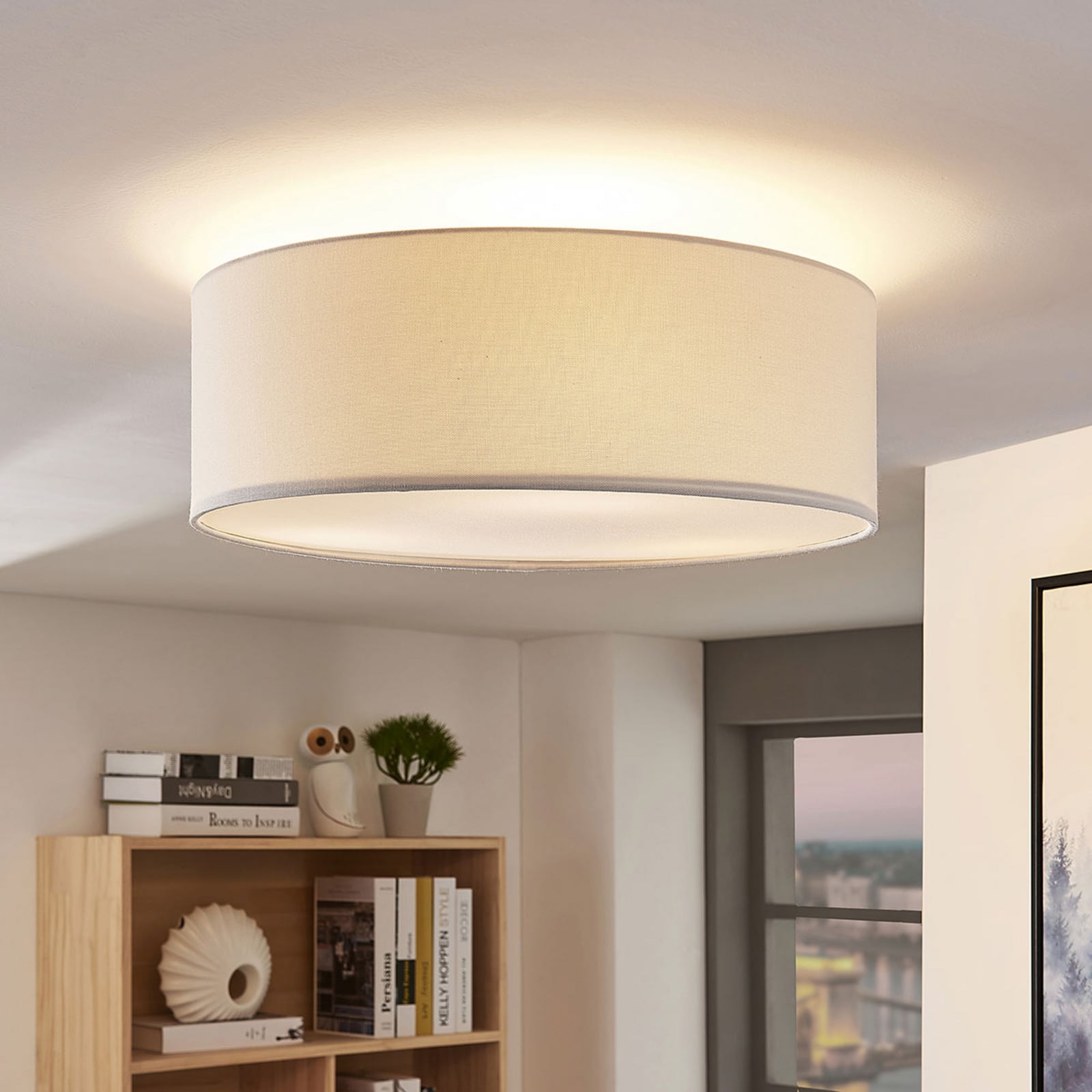 Lindby Stoff-Deckenlampe Mariat Wohnzimmerleuchte Deckenlampe Deckenlicht E27 - 4251096549232